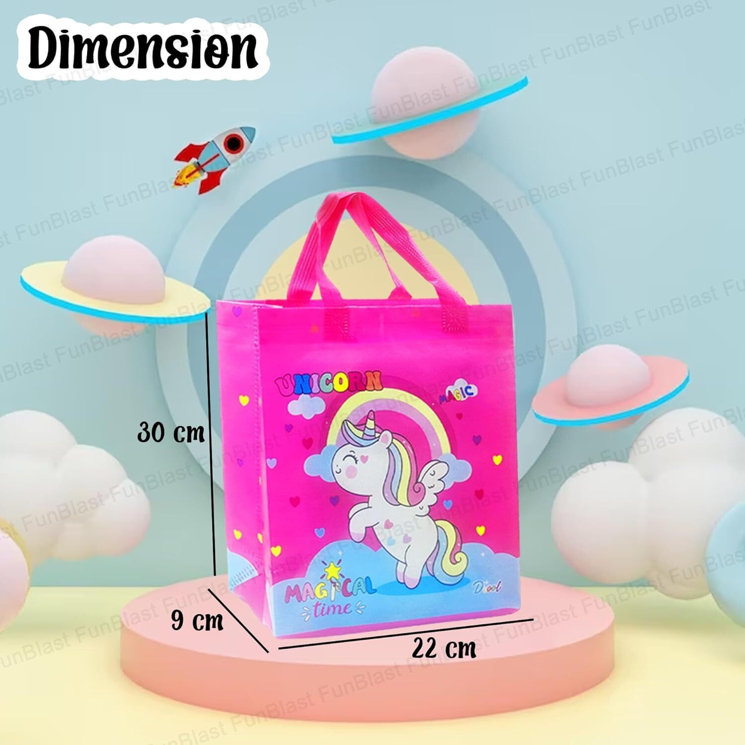 Funblast Multi-Purpose Reusable Hand Carry Bag - Unicorn Gifting Bags For Return Gifts, Pack Of 12 Pcs Non-Woven Carry Bags, Birthday Gifting Bags For Return Gifts
