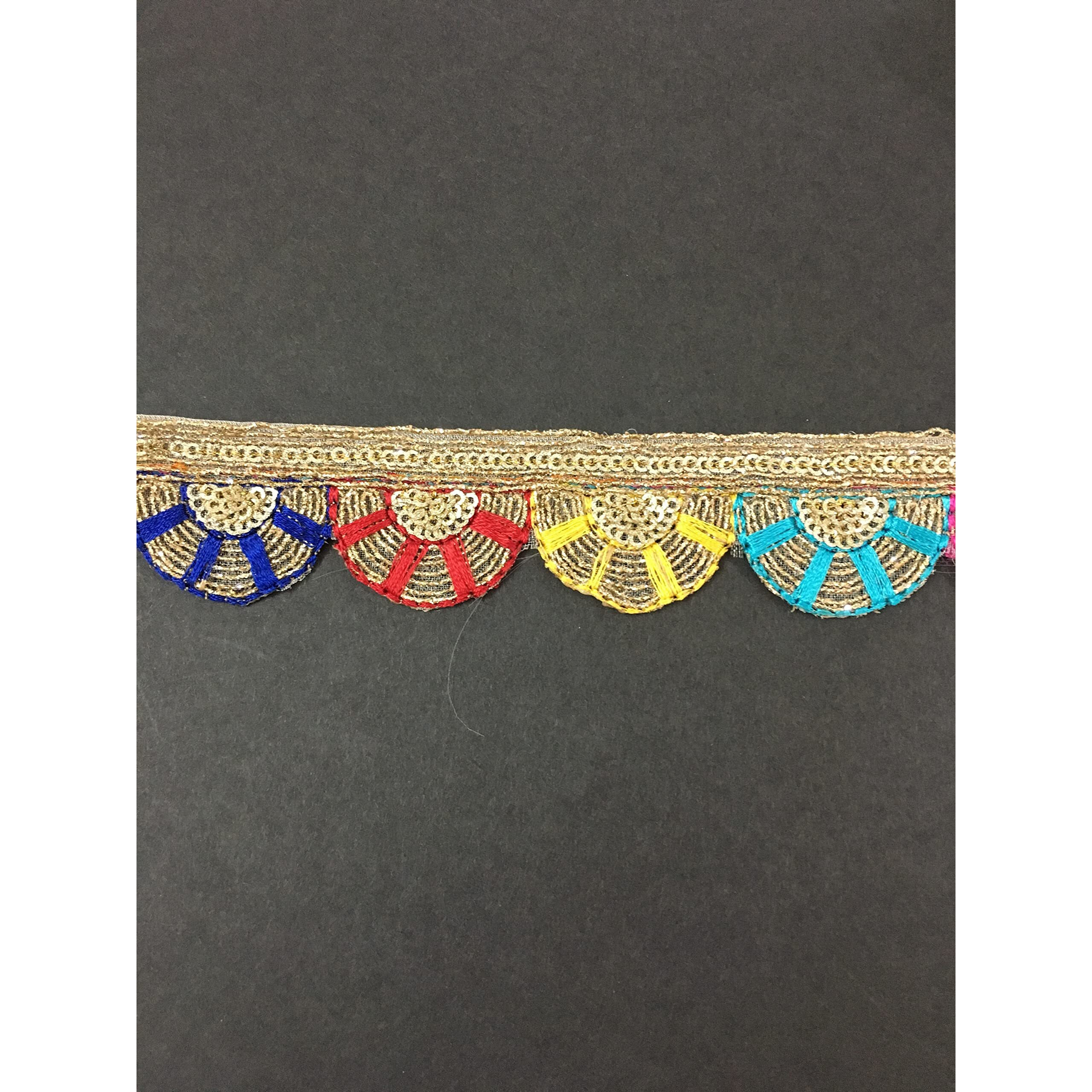 Sync Multicolour Lace Border Material For Sarees Blouse Thread Multi Hanging Latkan Glitter Dupatta,Women Dresses Suits Lehenga Gowns Chunni Choli Decoration Crafts 9 Meters Embroidered Embroidery Lace