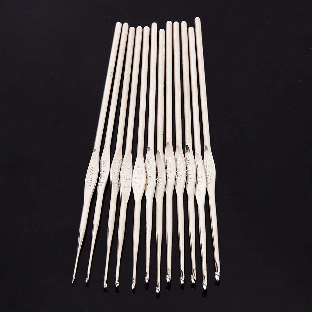 Prokart Crochet Hooks Steel Sewing Needles Set For Weaving Sewing Craft Sweater Woolen Yarn Weaving Tools Set Of Case- 10 Pcs In Steel