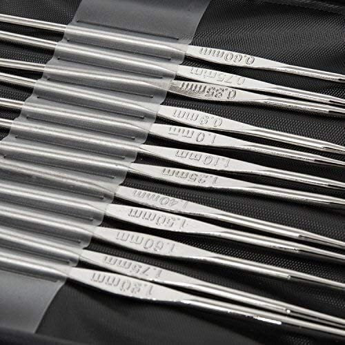 Prokart Crochet Hooks Steel Sewing Needles Set For Weaving Sewing Craft Sweater Woolen Yarn Weaving Tools Set Of Case- 10 Pcs In Steel