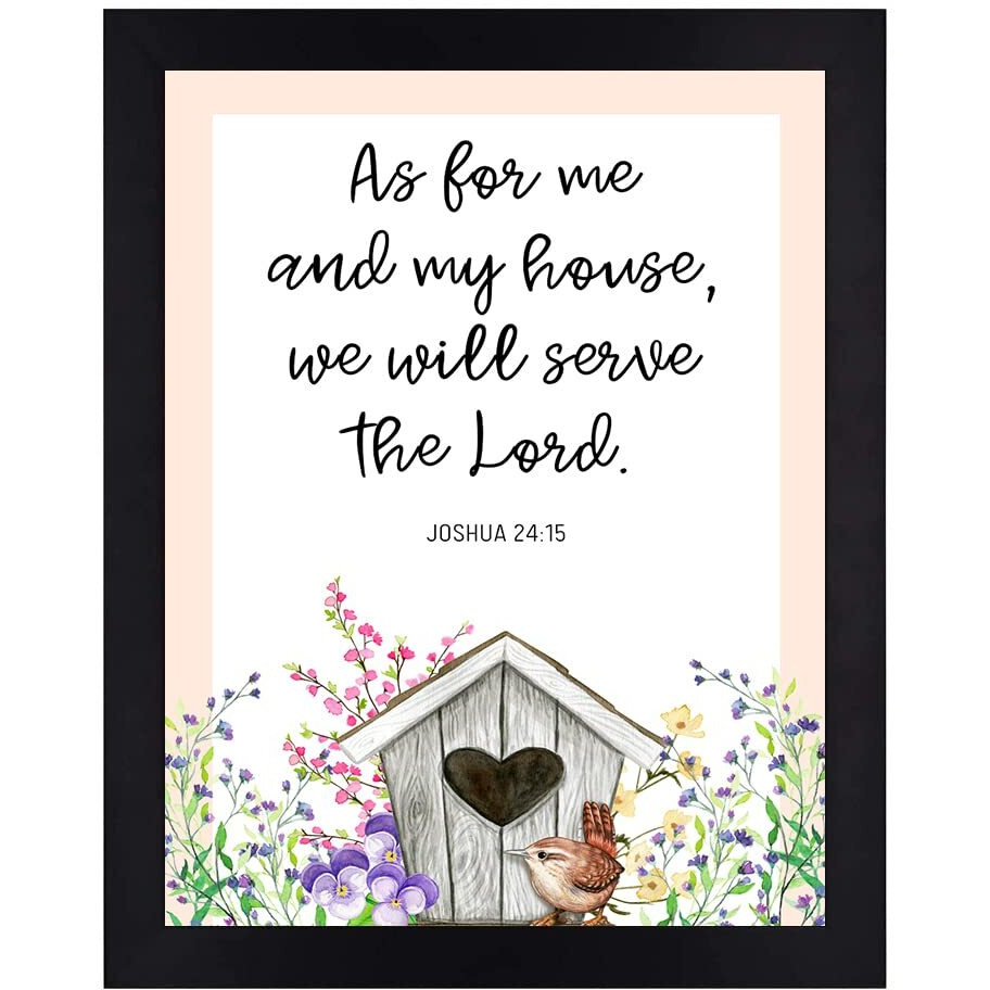 Interio Crafts - We Will Serve The Lord - Positive Bible Verse Wall Framed Poster For Office Or Home Wall Decor - Printed Bible Quotes With Frames - Joshua 2415 - Synthetic Wood - 13 X 10 Inches