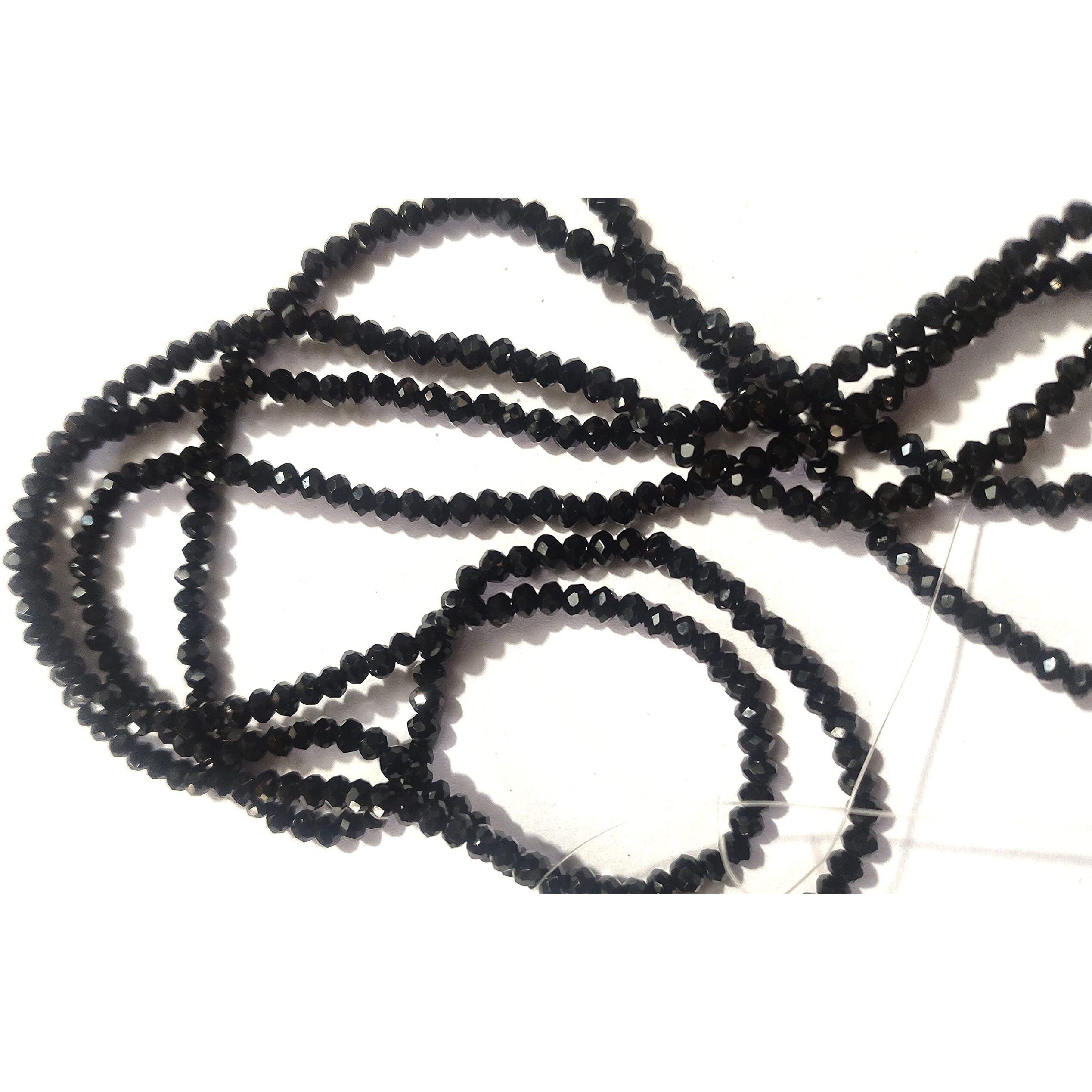 Omx Jet Black Rondelle/Tyre Faceted Crystal Beads (2 Mm) 1000Pc For  Jewellery Making, Beading, Arts And Crafts And Embroidery.