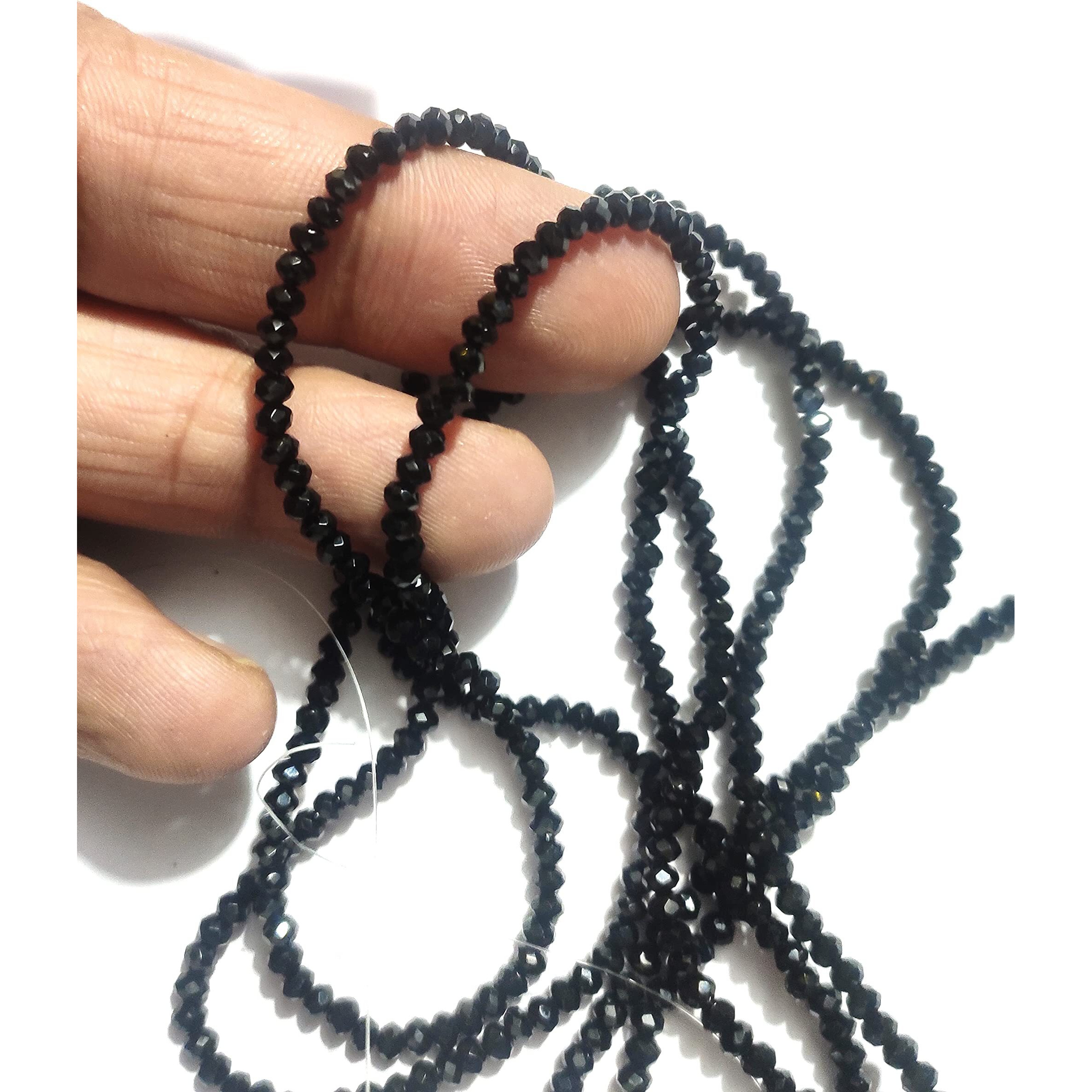 Omx Jet Black Rondelle/Tyre Faceted Crystal Beads (2 Mm) 1000Pc For  Jewellery Making, Beading, Arts And Crafts And Embroidery.