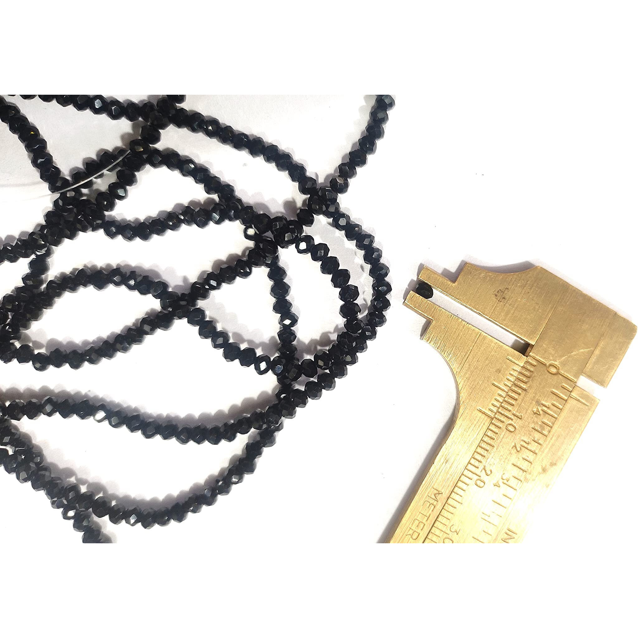 Omx Jet Black Rondelle/Tyre Faceted Crystal Beads (2 Mm) 1000Pc For  Jewellery Making, Beading, Arts And Crafts And Embroidery.