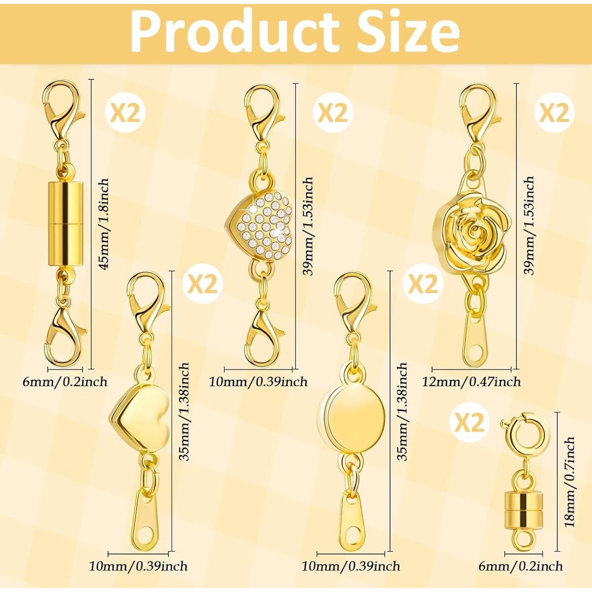 Hasthip 12Pcs Stylish Necklace Clasps And Closures 6-Style Golden & Silver Alloy Necklace Extension Clasps Bracelet Clasps Necklace Clasps Jewelry Lobster Clasps Closures For Necklace Bracelet