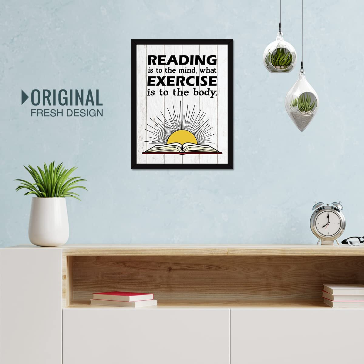Chaka Chaundh - Book Quotes Wall Frames - Reading Quotes Frame - Book Quotes Poster - Book Wall Art Frame - (13.6 X 10.6 Inches) (Reading Of The Mind - White)