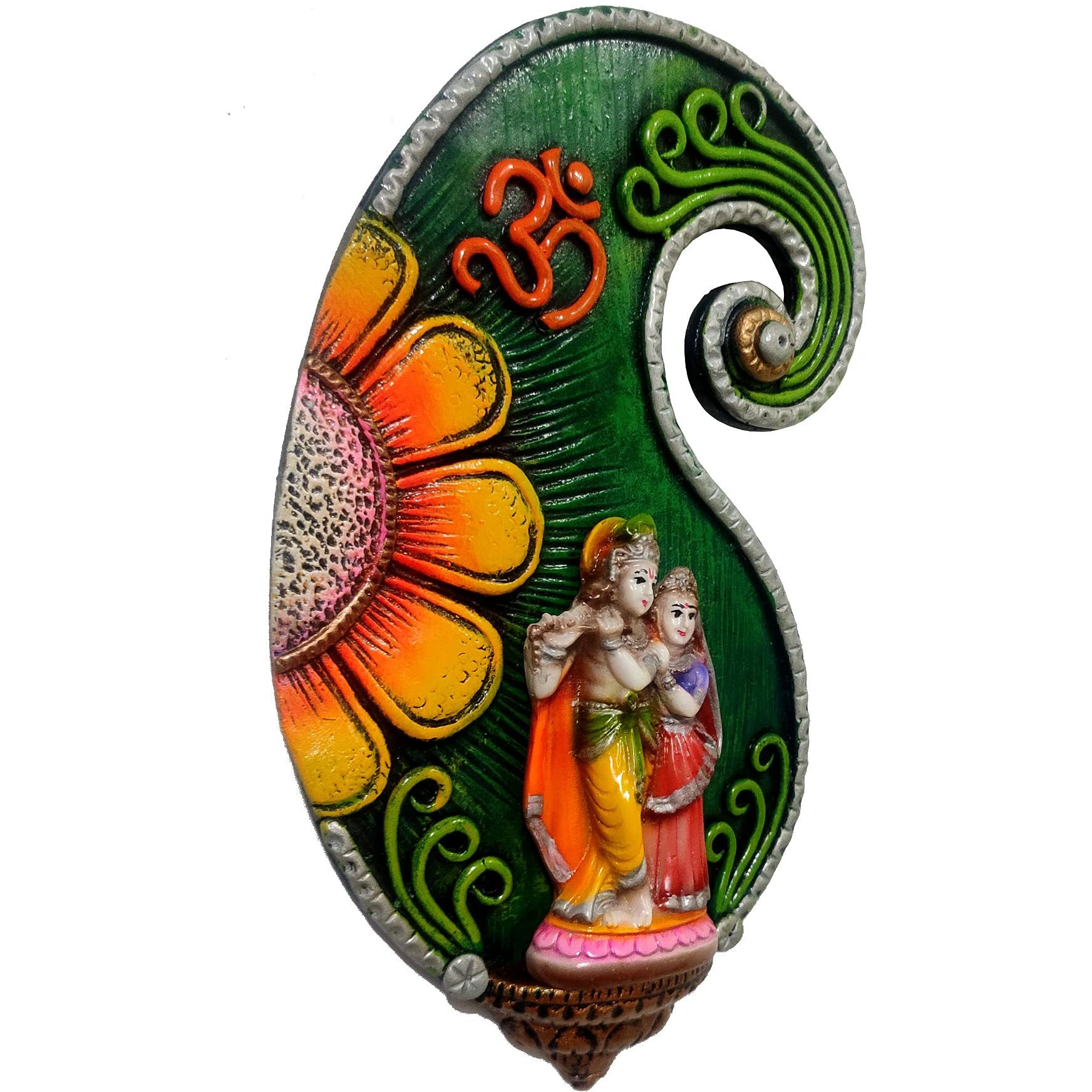 Purpledip Resin Wall Hanging Radha Krishna Collectible Wall Decor For Home Temple, Walls (12392)