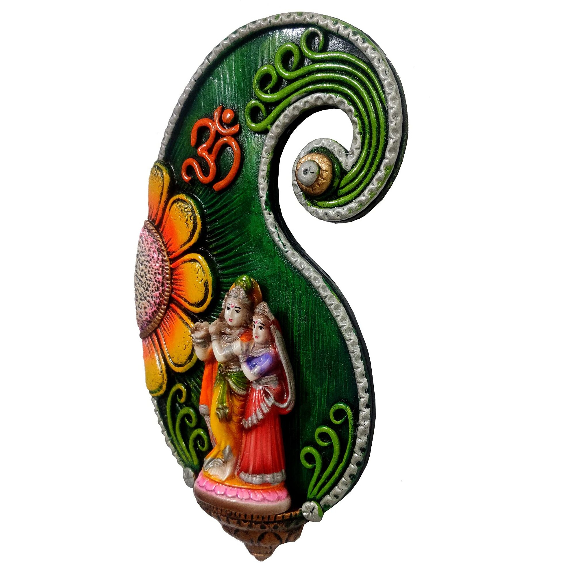 Purpledip Resin Wall Hanging Radha Krishna Collectible Wall Decor For Home Temple, Walls (12392)
