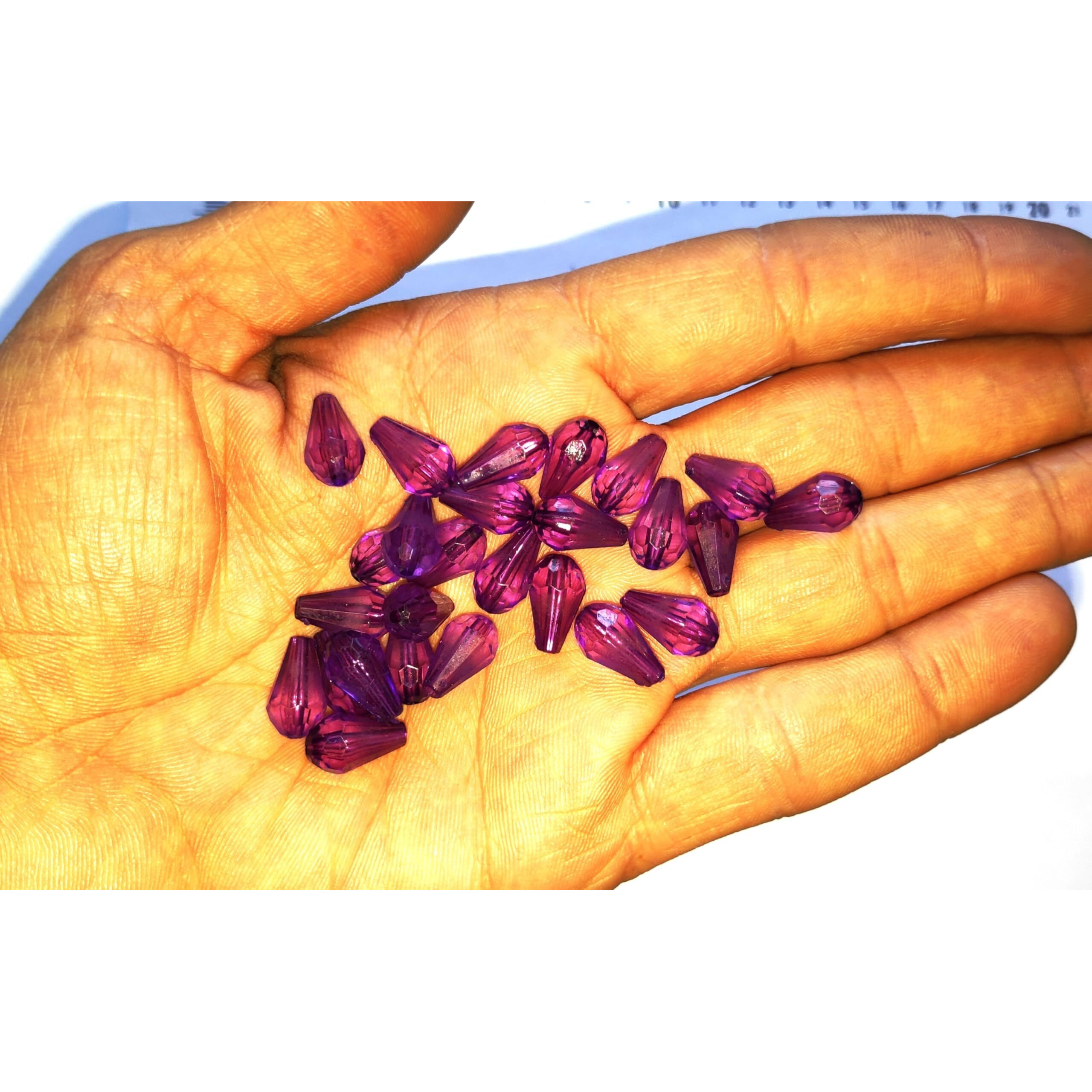 Go-Set-Get 8X12Mm Tear Drop (300 Pcs) Dark Purple Bicone Macrame Crystal Plastic Beads For Arts, Crafts & Decoratives-High Sparkle Cutting Crystal Beads For Macrame, Jhula, Torana, Jhumar (Darkpurpledrop8X12)