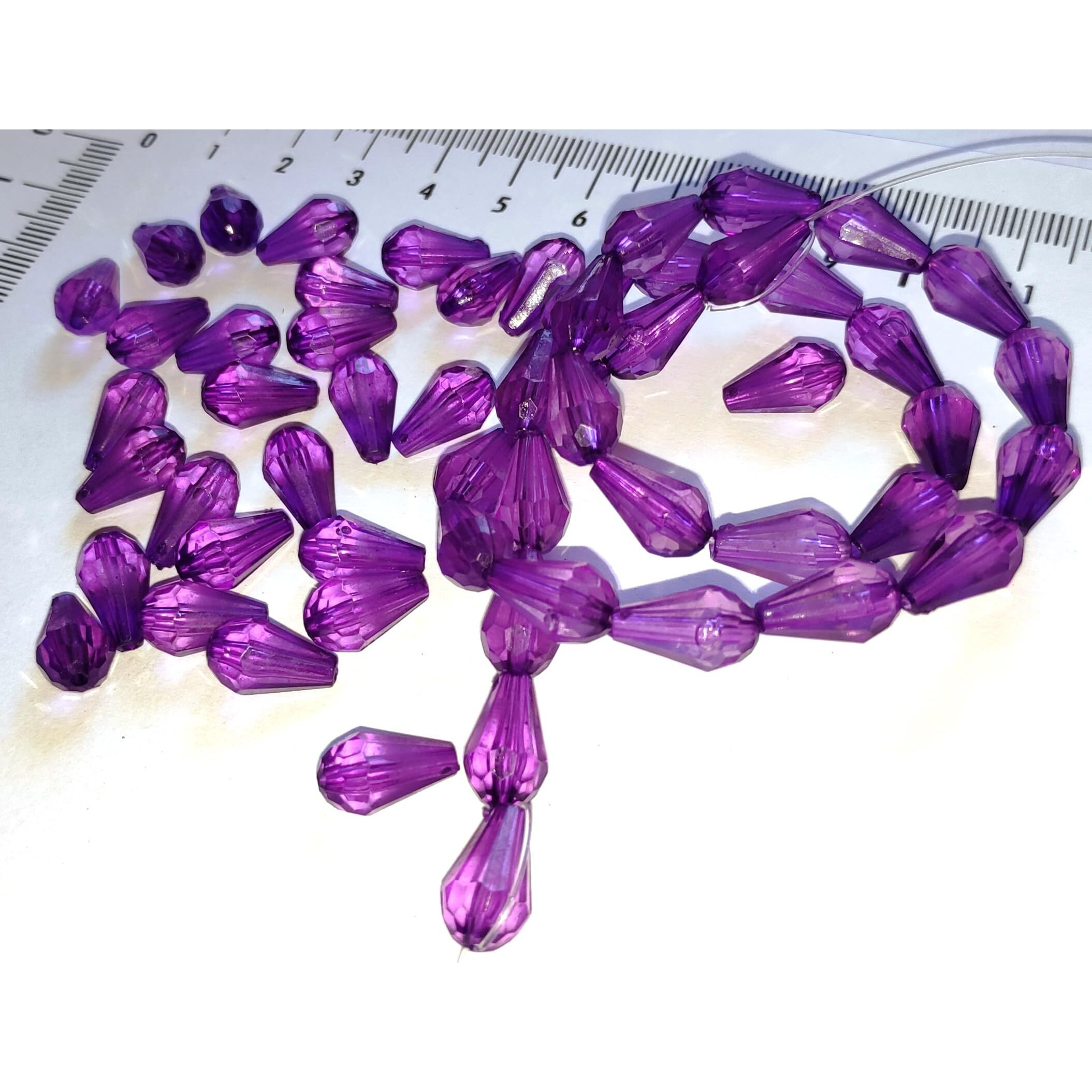 Go-Set-Get 8X12Mm Tear Drop (300 Pcs) Dark Purple Bicone Macrame Crystal Plastic Beads For Arts, Crafts & Decoratives-High Sparkle Cutting Crystal Beads For Macrame, Jhula, Torana, Jhumar (Darkpurpledrop8X12)