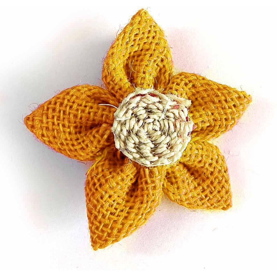Adikala Handmade Jute Flower For Wedding Decoration, Festive Decorations, Gift Pack Decoration & Floral Diy Art & Craft Making 7X7Cm (10, Yellow)