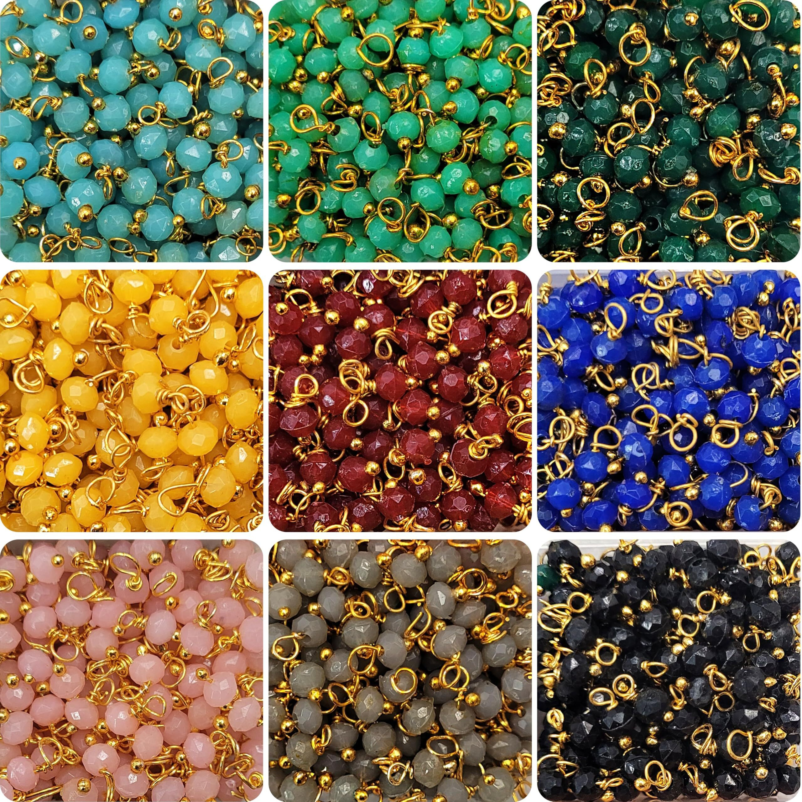 Indikonb Tyre Hanging Beads For Craft | 3Mm Round Multicolour Plastic Lariya Beads For Blouse, Embroidery, Saree, Pendant, And Necklace Making
