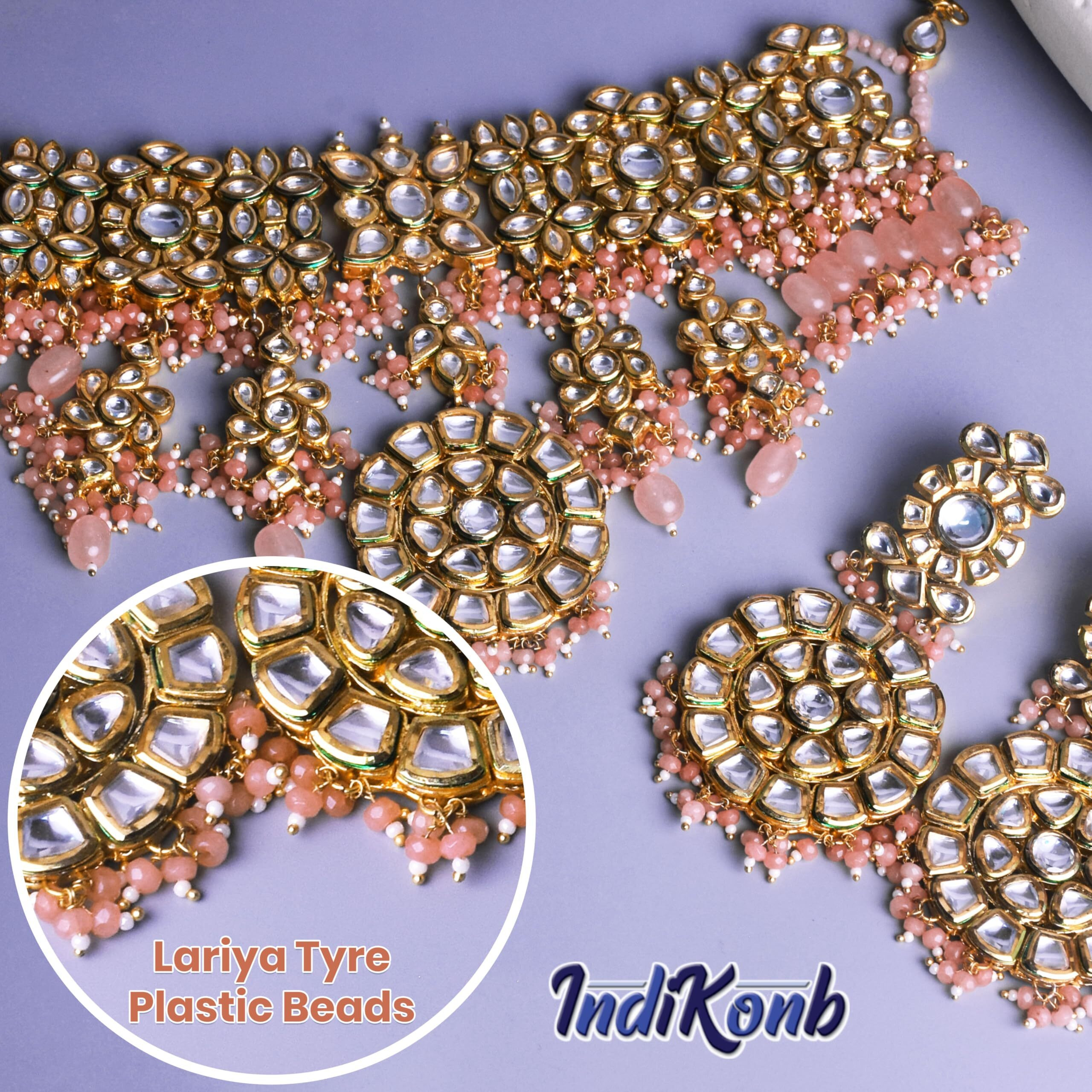 Indikonb Tyre Hanging Beads For Craft | 3Mm Round Multicolour Plastic Lariya Beads For Blouse, Embroidery, Saree, Pendant, And Necklace Making
