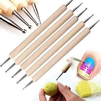 Amigozz 9 Piece Ball And Wooden Dotting Tool Set Embossing Stylus For Clay Pottery Ceramic Nail Art And Polymer Clay