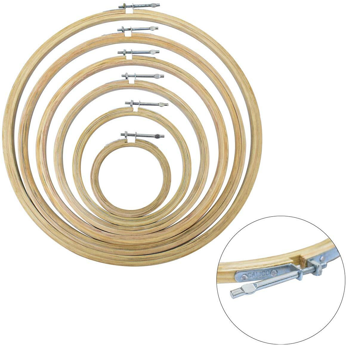 Embroiderymaterial Aari Needle Set And Round Embroidery Hoop Combo (4 Needle Set, 6 Different Sizes Hoop)