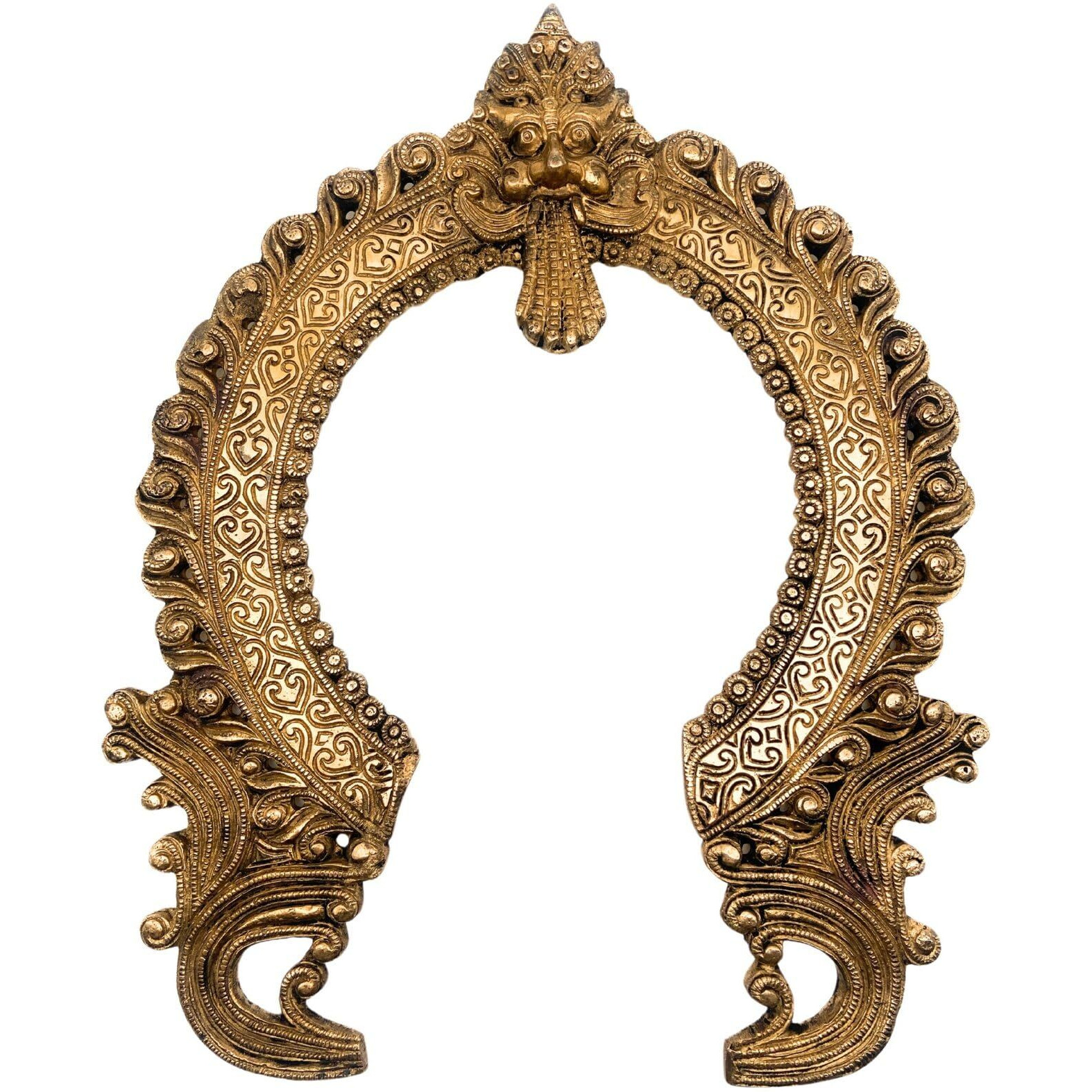 Bhunes Brass Handmade Prabhavali Arch Frame For Home Temple Decor  Wall Hanging Prabhawal Prabhawali Prabhaval For Deity | Traditional Kirtimukha Backdrop, Gold, 14.5 Inch, 1 Piece