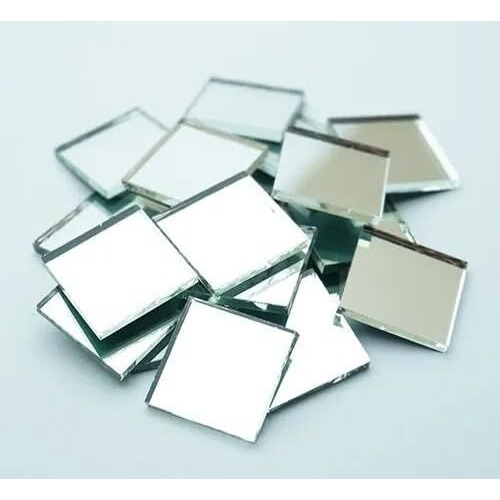 Nnj Group 1 Inch Square Shape Mirror For Lippan Art. Jewellery Making,Other Craft Work (50 Pieces) Free Fabric Glue (50, 1X1 Inch)