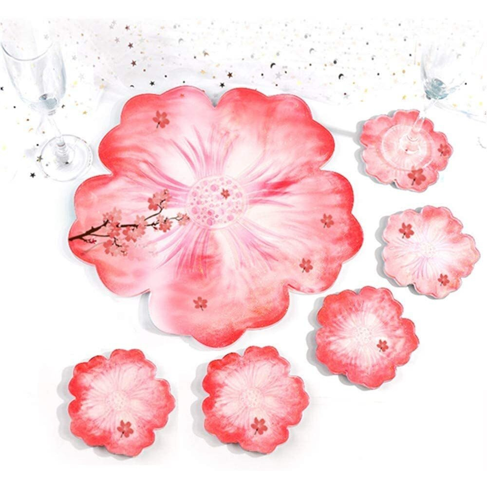 The Art Box Flower Coaster Resin Molds, 1 Pcs Large Petal Tray Mold & 5 Pcs Small Flower Shape Coaster Molds For Resin Casting Diy Crafts Cup Mats Serving Plate Table Wine Tray Home Decoration