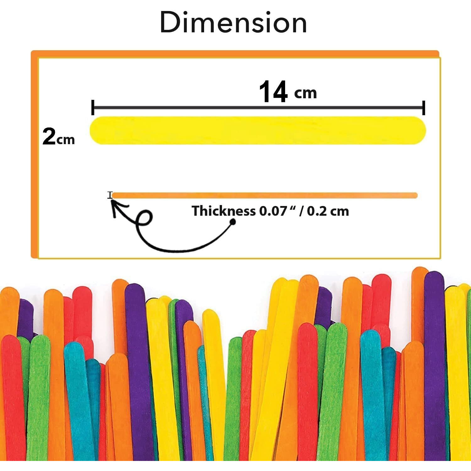 Amazon Brand  Umi Multicolor Wooden Sticks For Diy Crafts, Hobby Crafts, Project Work, Scrapbooking 100 Pieces, 14Cm X 2Cm