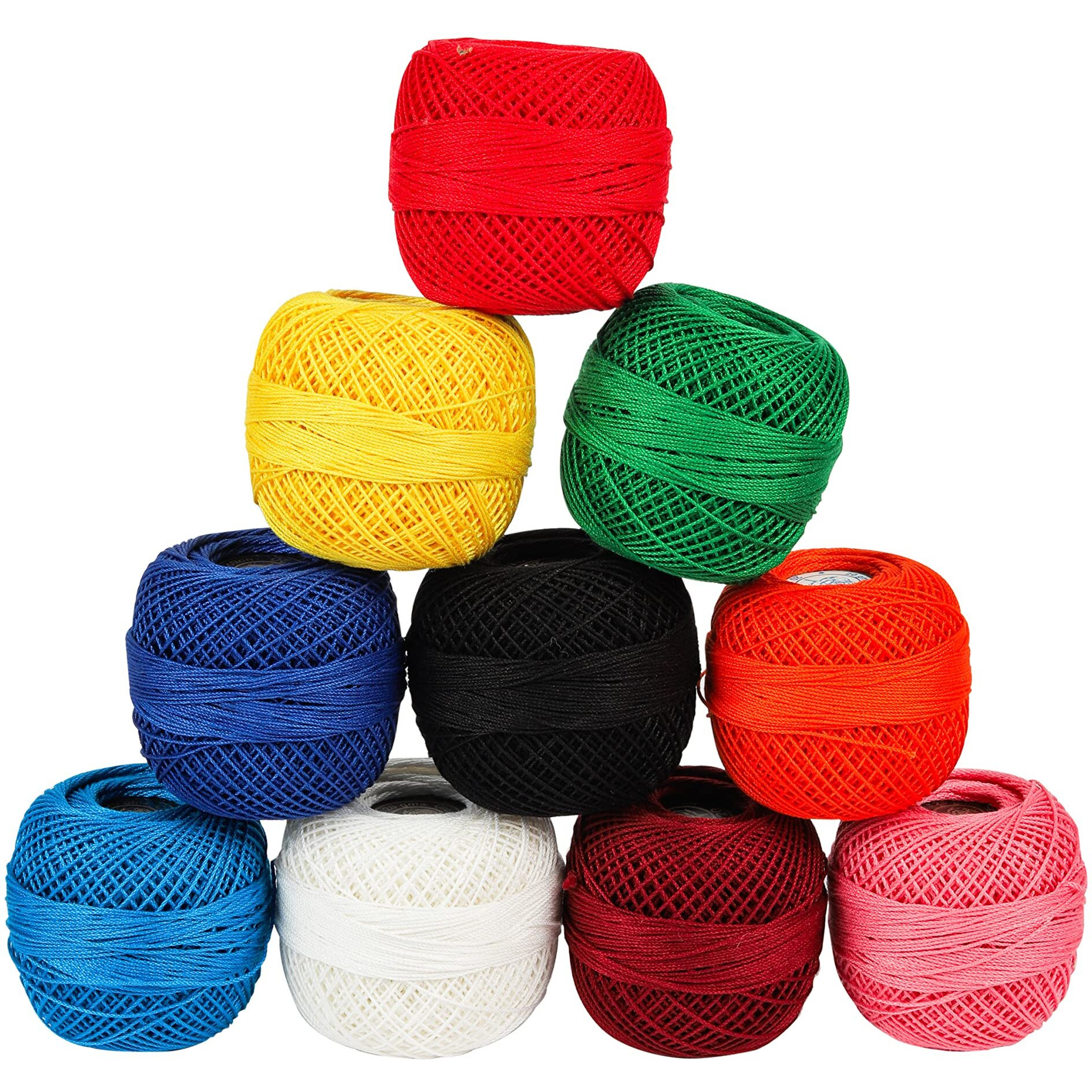 Icraft Crochet Cotton Thread Yarn For Knitting And Craft Making (Multicolour) - Pack Of 10 (Thread Balls)