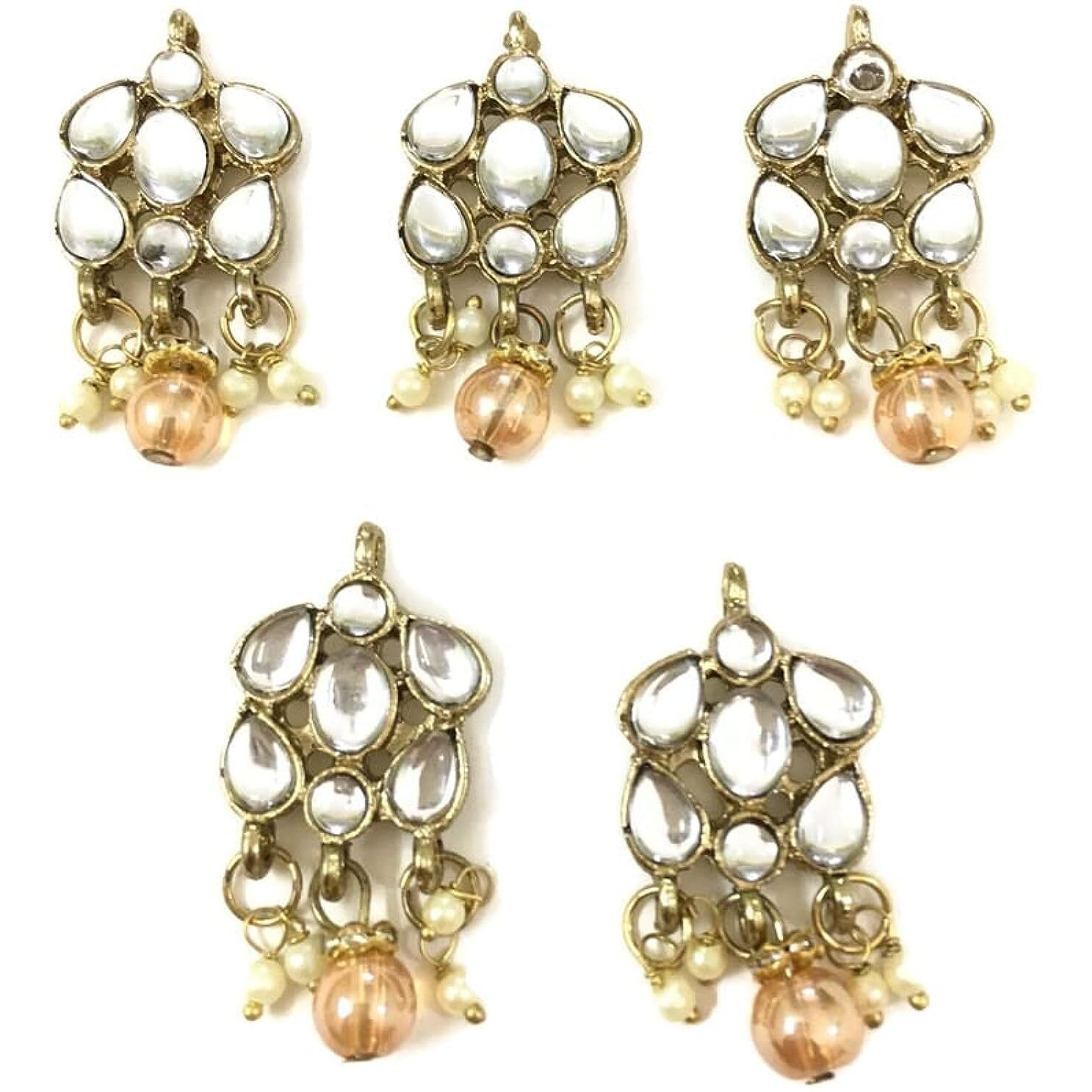 Sync Kundan Buttons For Kurtis 4 Cm Golden Clothes Kurta Pearl Hanging Women Girl Metal Button Beads Long Hanging Latkan Sewing Dress Lehenga Tassel Dress Decoration Fringe Fancy Stylish Diy Craft