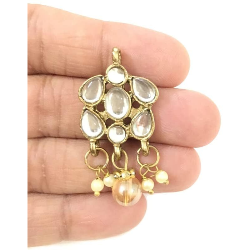 Sync Kundan Buttons For Kurtis 4 Cm Golden Clothes Kurta Pearl Hanging Women Girl Metal Button Beads Long Hanging Latkan Sewing Dress Lehenga Tassel Dress Decoration Fringe Fancy Stylish Diy Craft