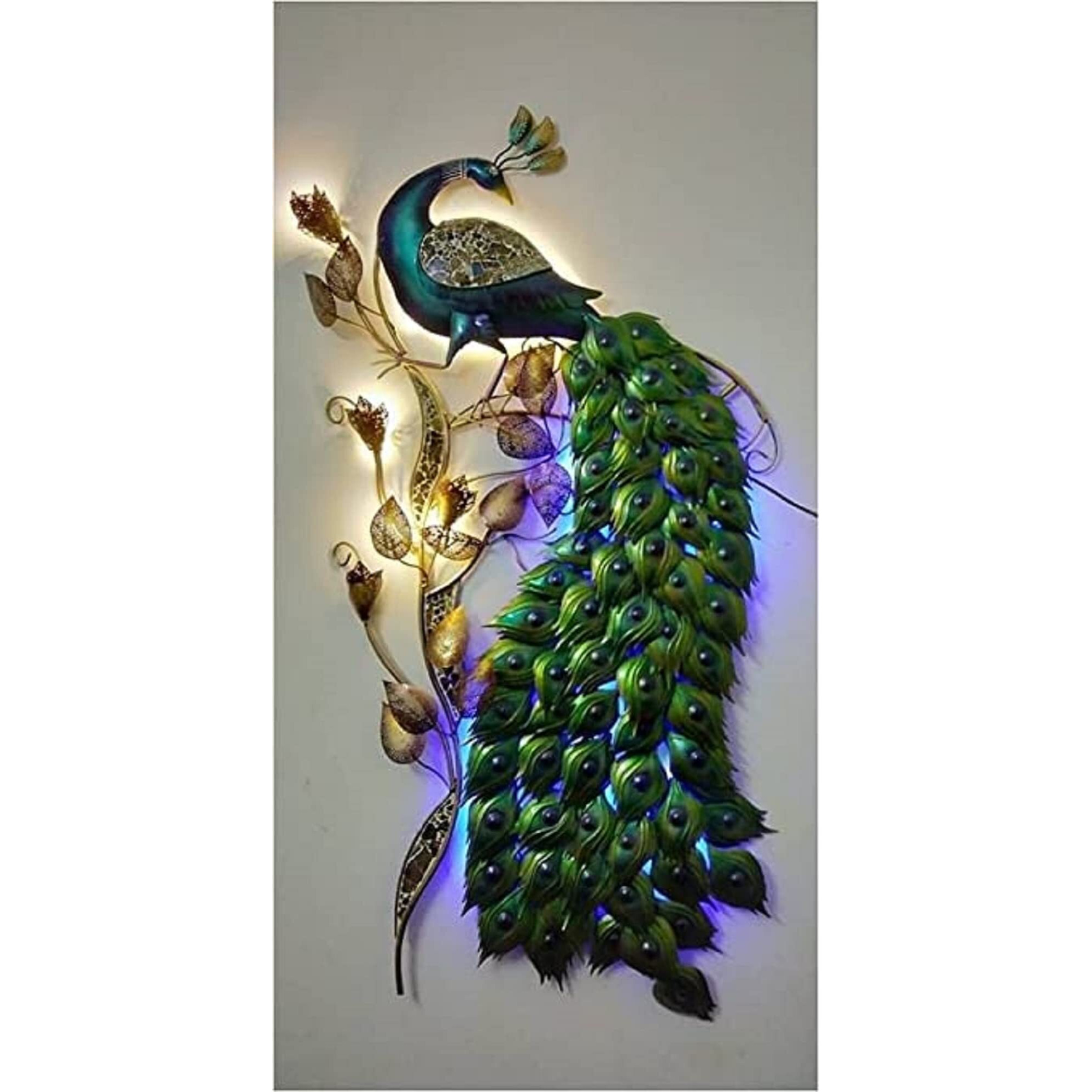 Decore Basket Metal Peacock 6 Feet Decor For Home Decoration (36X3X72, Gold)