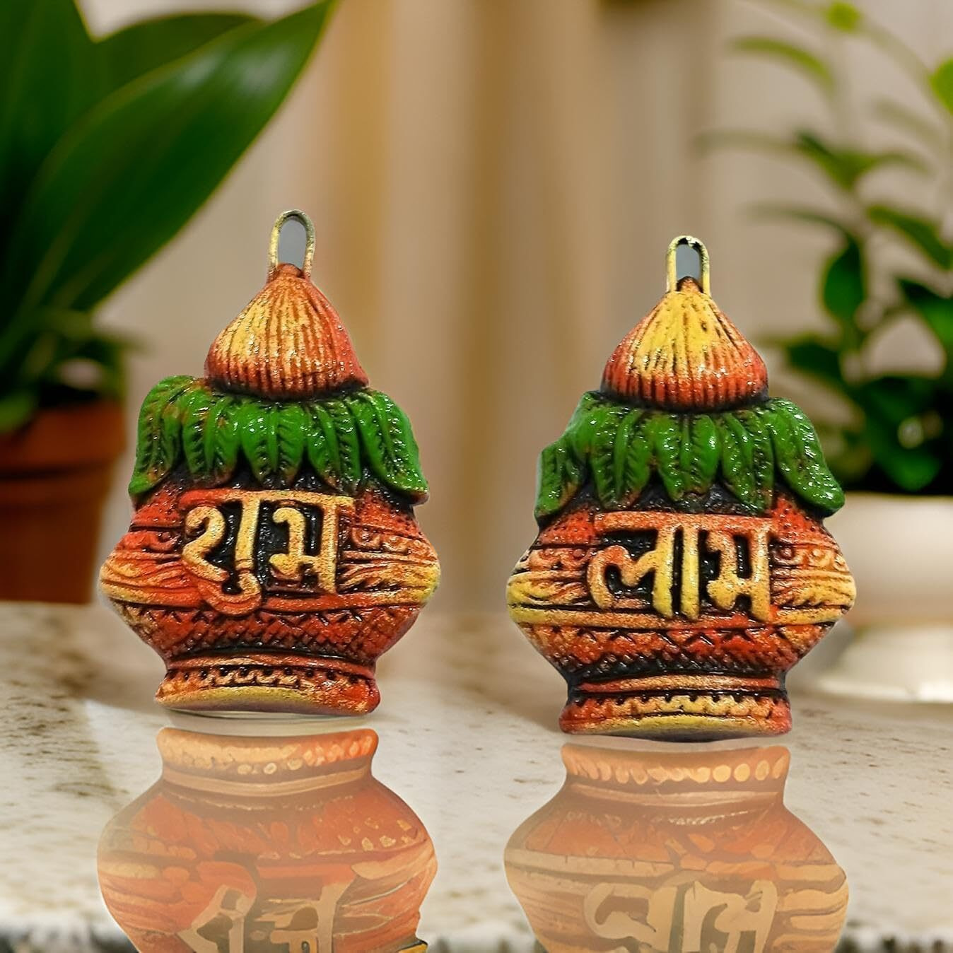 Kalash Handmade Terracotta Clay Shubh Labh || Indian Art Hanging Wall Plate || Best For Home Dcor For Diwali || Shubh Labh Door Hanging Set Wall Dcor With Gift