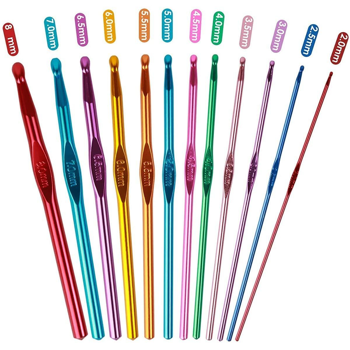 Jern 12 Sizes Aluminum Crochet Hook Needles Set In Pouch