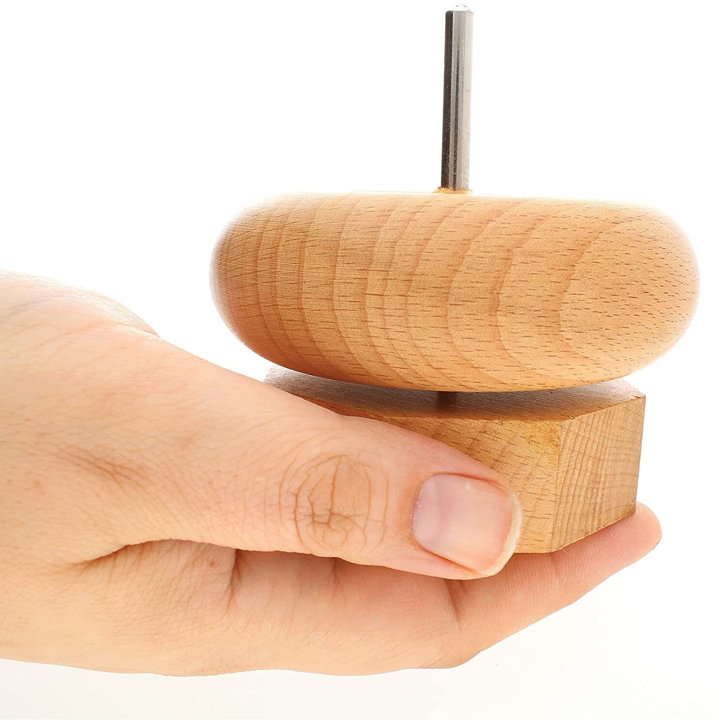 Beadsnfashion Mini Spin And String Wooden Beading Spinner Jewellery Making Tool With 2 Pcs Curved Needle, Size 3 Inches