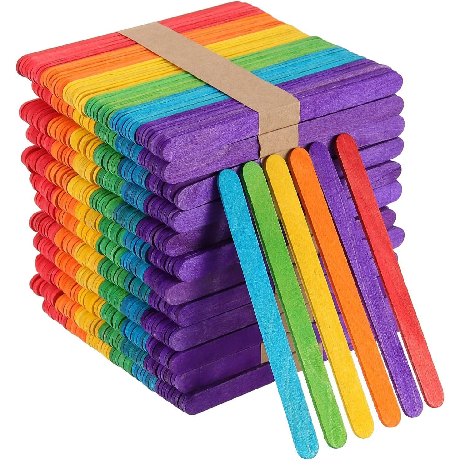 Kraftella Multicolor Ice Cream Wodden Sticks For Crafts And Projects, Natural Wood, Wax Sticks, Popsicle Stick Crafts For Kids, Wood Sticks, Sticks For Crafting, Ice Cream Sticks Colored (500)