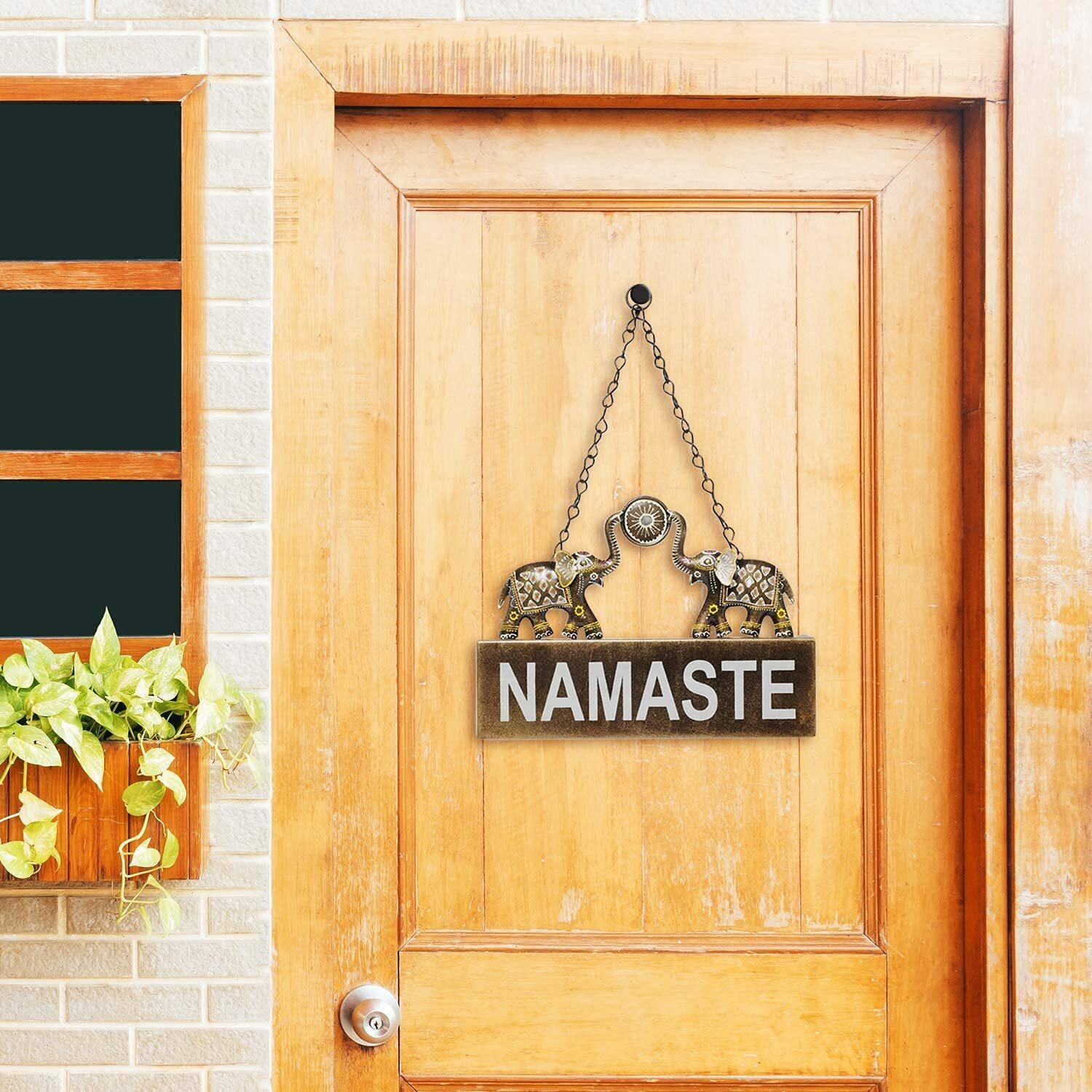 World Decor Elaephant Namaste Wall Hanging (13 * 01 * 9.5 In)