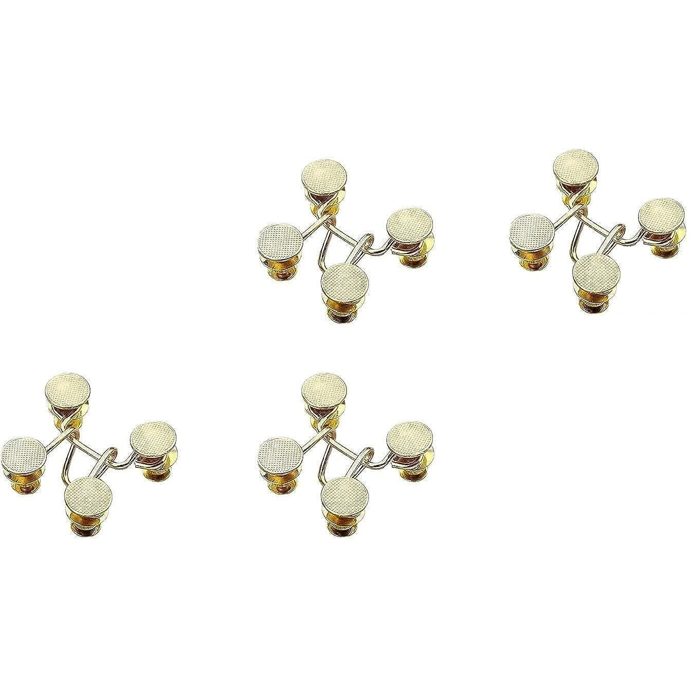 Mgnlr Instant Jeans Button Pins Waist Tightener Set, Make The Waist Fit For Skirt Pants Robe, No Sewing Required Adjustable Waist Buckle For Loose Jeans Pants (4Pcs Golden Waist Pin)