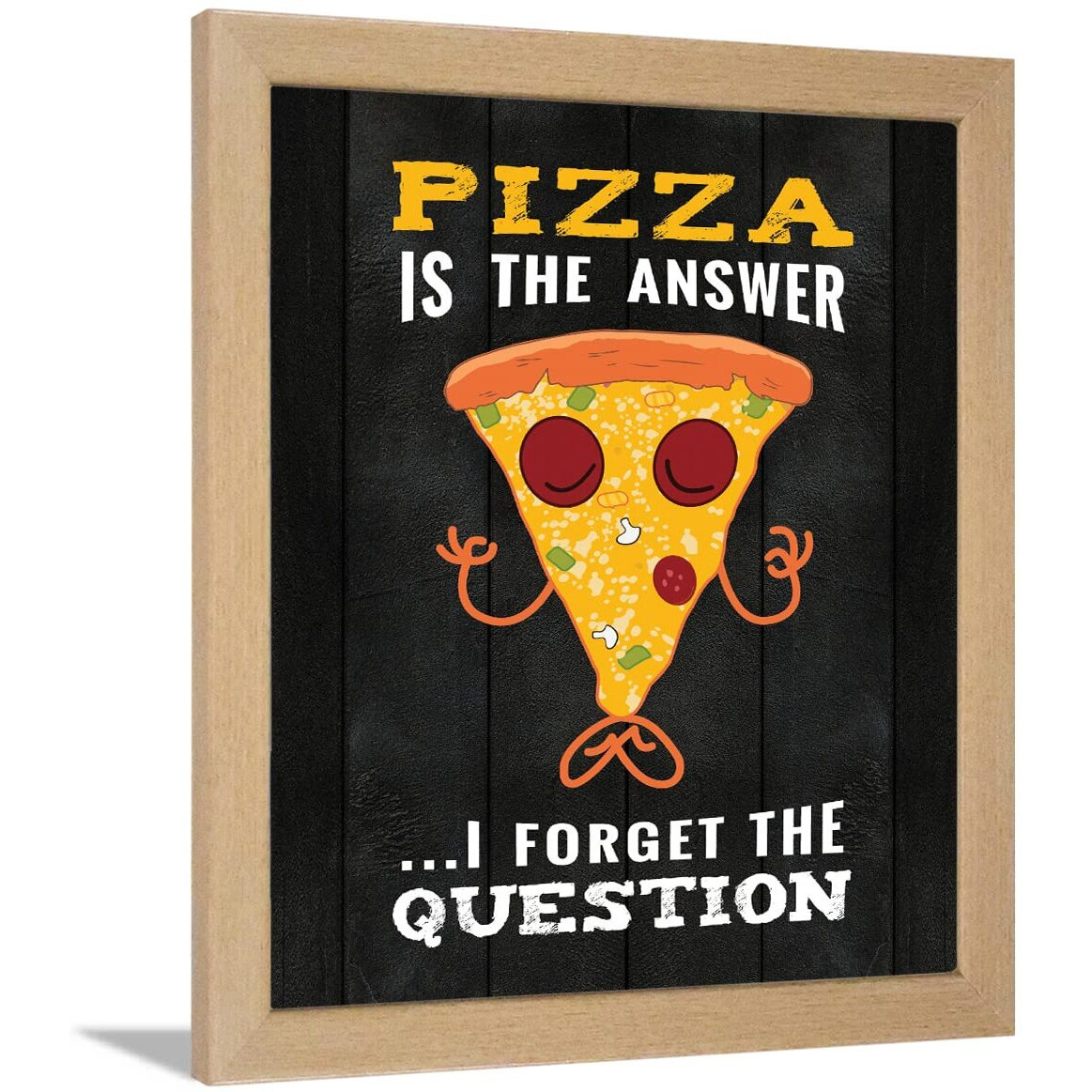 Chaka Chaundh - Kitchen Quotes Wall Frames - Food Quotes Frame - Pizza Quotes Frames For Room & Hall - (14 X 11 Inches) (Pizza Is The Answer - Black Vintage)