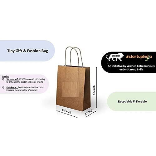 Acl Studios Puzzling Pattern Gift Bag Or Fashion Bags For Diwali Gifting, Birthday Gifts, Marriage Gifting, Christmas Gifts, Baby Showers & Shopping (Pack Of 10 Paper Bags)- X Small
