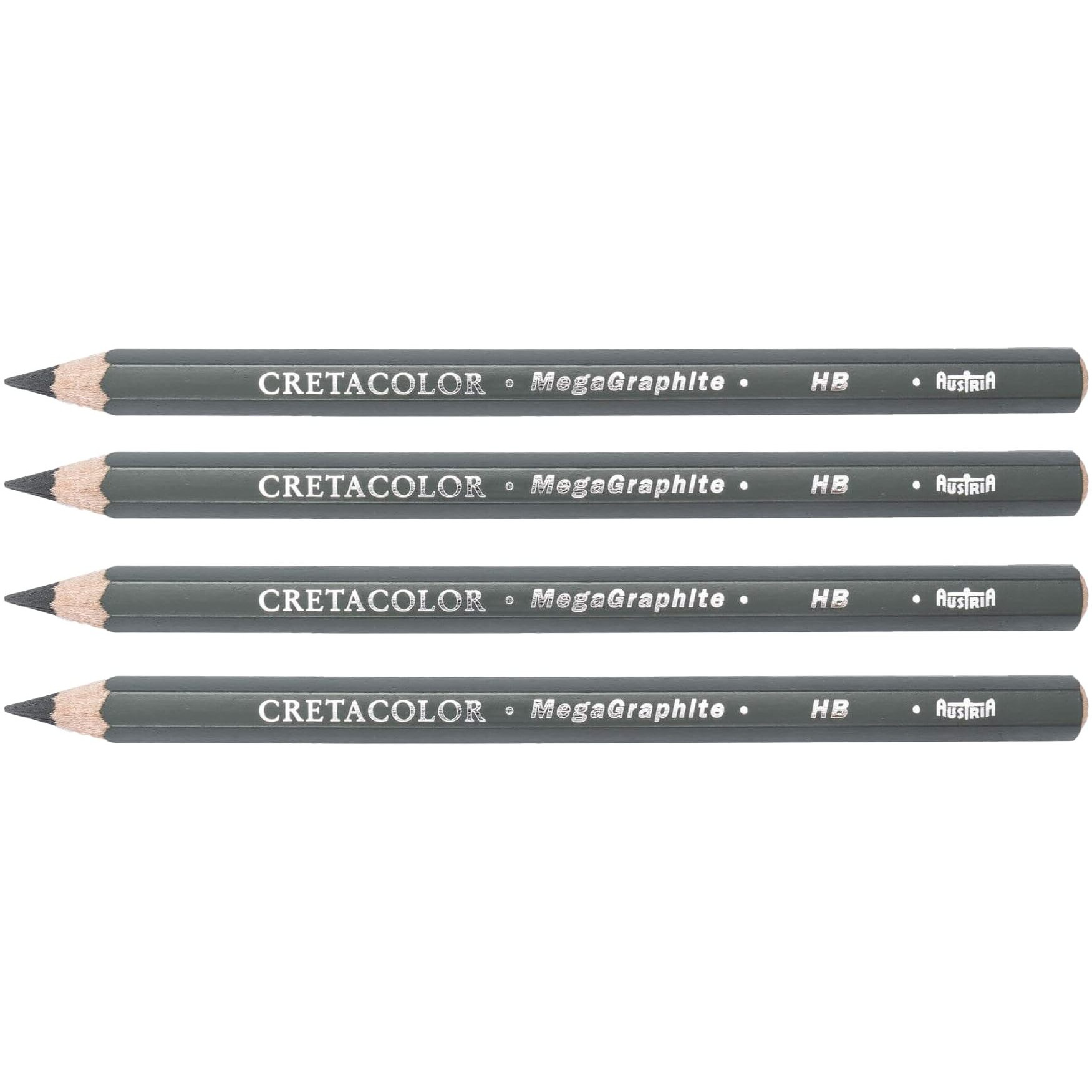 Cretacolor Mega Graphite Pencil | Set Of 4, Grade - (Hb), 5.8 Mm Lead | Ideal For Drawing, Sketching, Mandala, Shading, Portrait, Pencils For Artists, Fine Art Students.