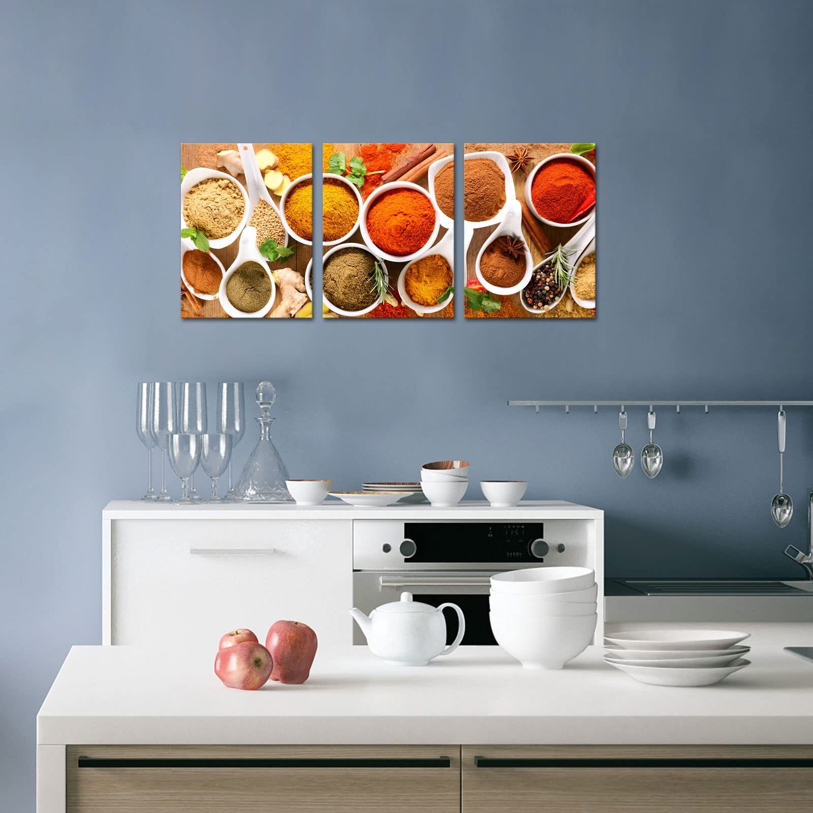 Lyerartork 3 Pieces Kitchen Canvas Prints Spice Picture Wall Art Food Seasoning Poster Artwork For Modern Galley Dining Room Restaurant Wall Decor Stretched And Framed Ready To Hang 12X16Inchx3Pcs