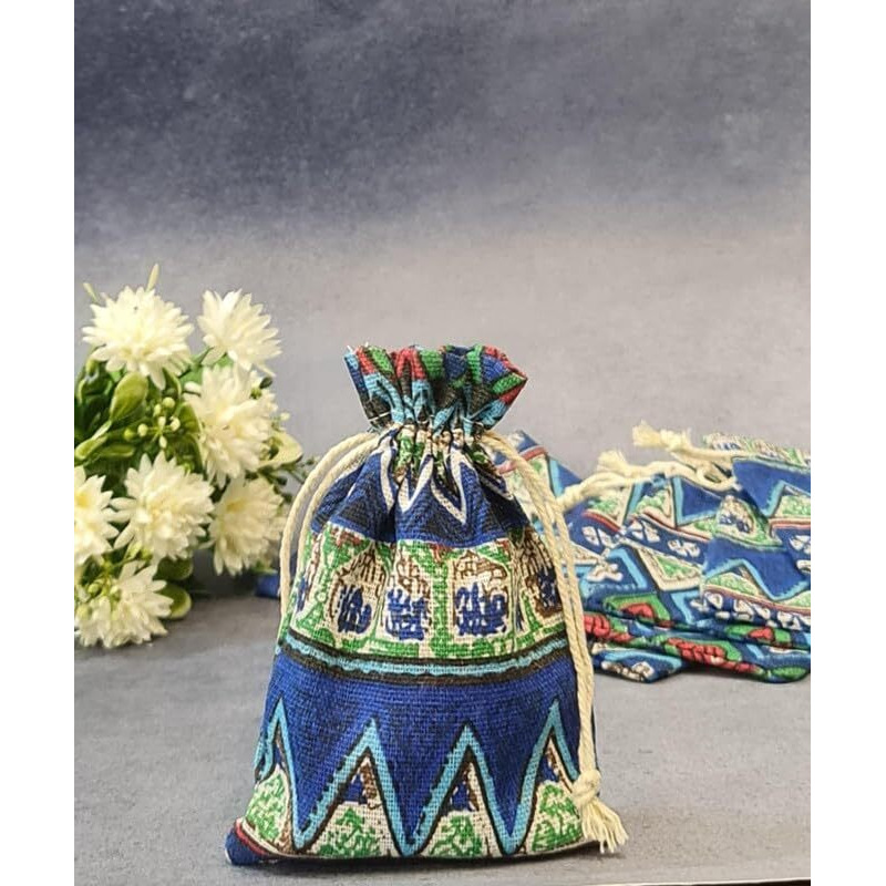 Satyam Kraft 10 Pcs Mini Drawstring Stylish Storage Potli Pouches For Newyear,Small Jewelries, Money,Paper Notes Women Wallet, Gift Potali,Wedding Return Shagun Pouch, Candy Potali, Multicolor