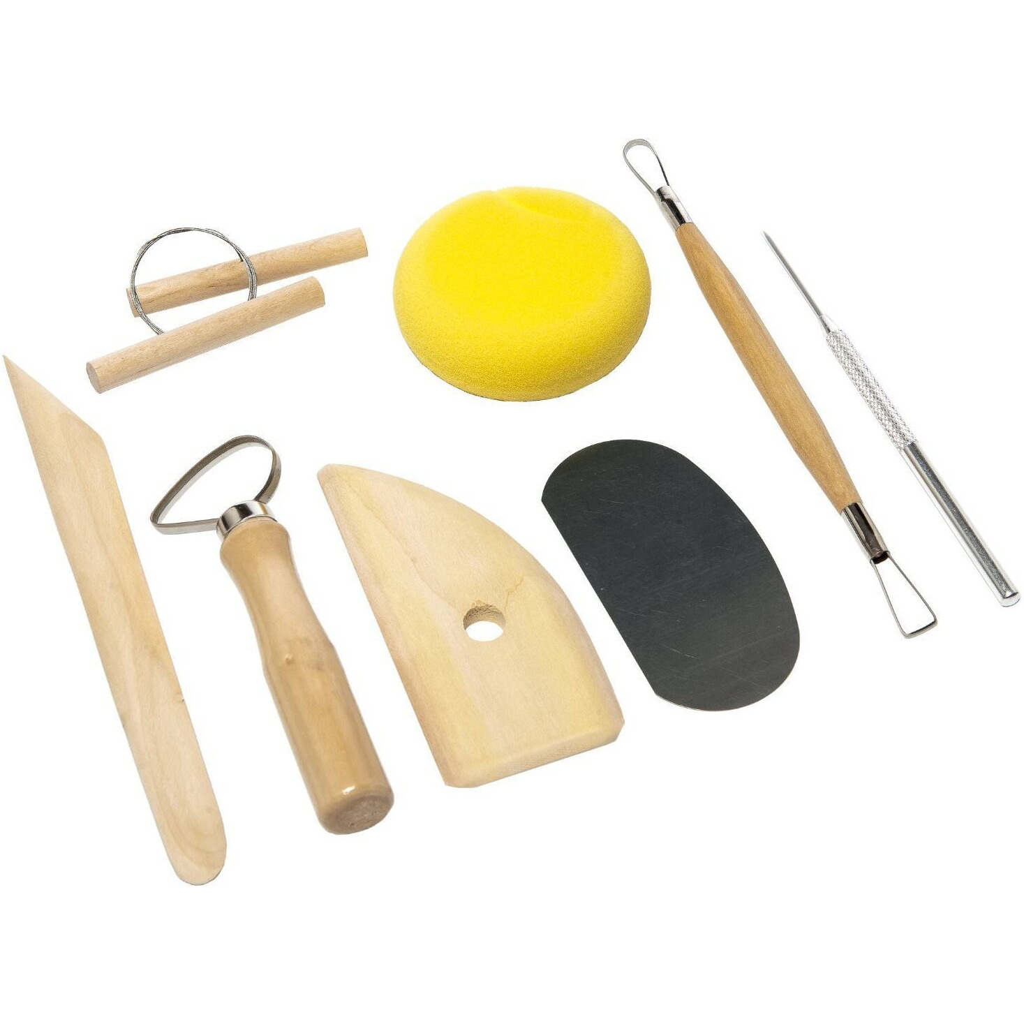 Vishal Pottery Tool Kit With Sponge (Beige) - 8 Pieces