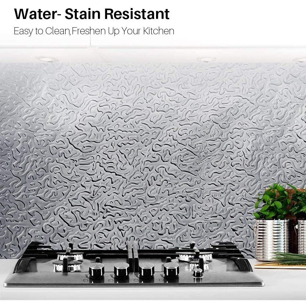 Vaidika Aluminium Foil Stickers, Oil Proof, Kitchen Backsplash Wallpaper Self-Adhesive Wall Sticker Anti-Mold And Heat Resistant For Walls Cabinets 24 X 80 Inch
