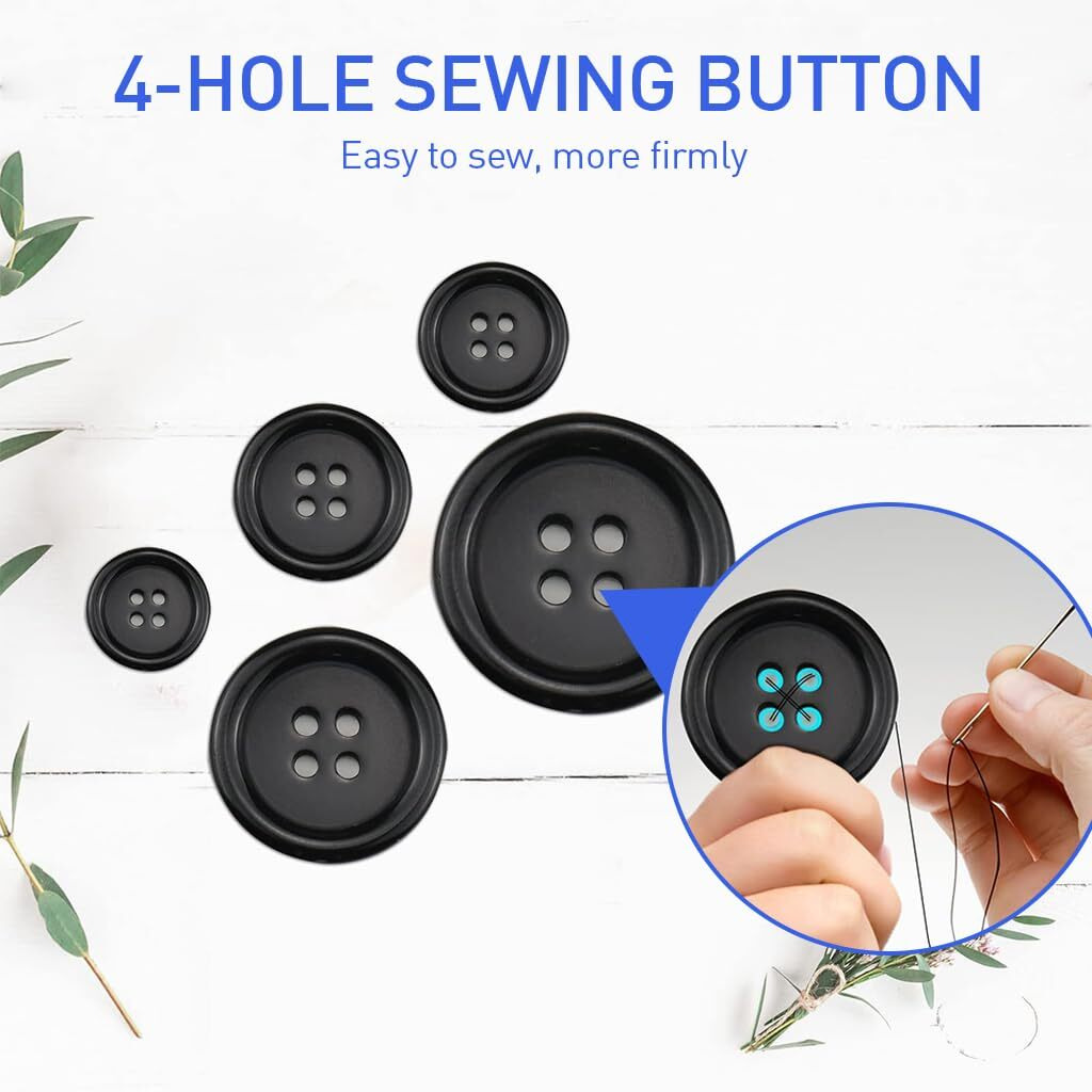 Hasthip 100Pcs Sewing Buttons Black & White Resin Sewing Buttons 5 Sizes 0.39 ''-1'' Clothing Buttons Round Diy Sewing Buttons Round Clothing Buttons For Sewing, Tailoring, Diy Crafts