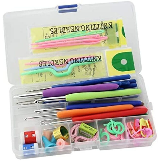 Sve Super Knitting Crochet Hook Needle Set 53Pcs Knitting Needle Kit Organizer With 16Pcs Soft Grip Handles Hooks Tapestry For Hand Knitted