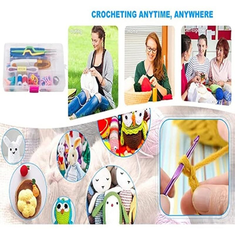 Sve Super Knitting Crochet Hook Needle Set 53Pcs Knitting Needle Kit Organizer With 16Pcs Soft Grip Handles Hooks Tapestry For Hand Knitted