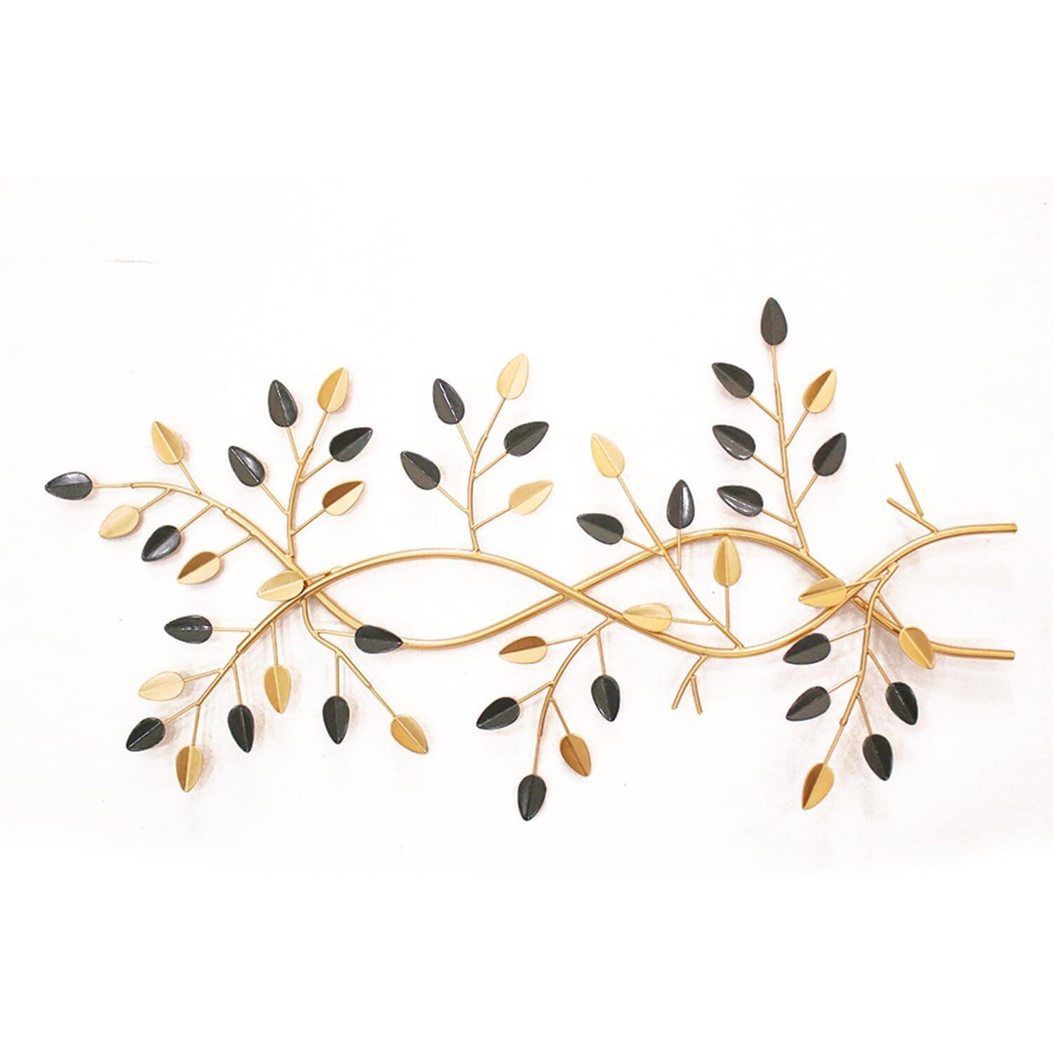 Xtive Decor Antique Golden Leaf Metal Wall Art Decor For Home With Grey Finish For Living Room Bedroom Office Interior Decoration Items