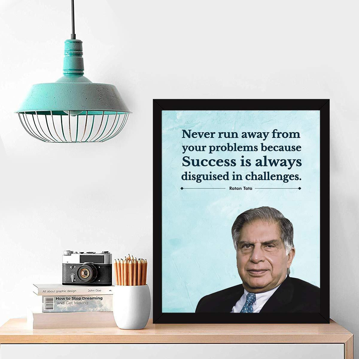 Chaka Chaundh - Ratan Tata Quote Frame - Motivational Quotes Frames - Poster With Frame - Ratan Tata Quotes Gifts  Quotes Wall Frames - (14 X 11 Inches)