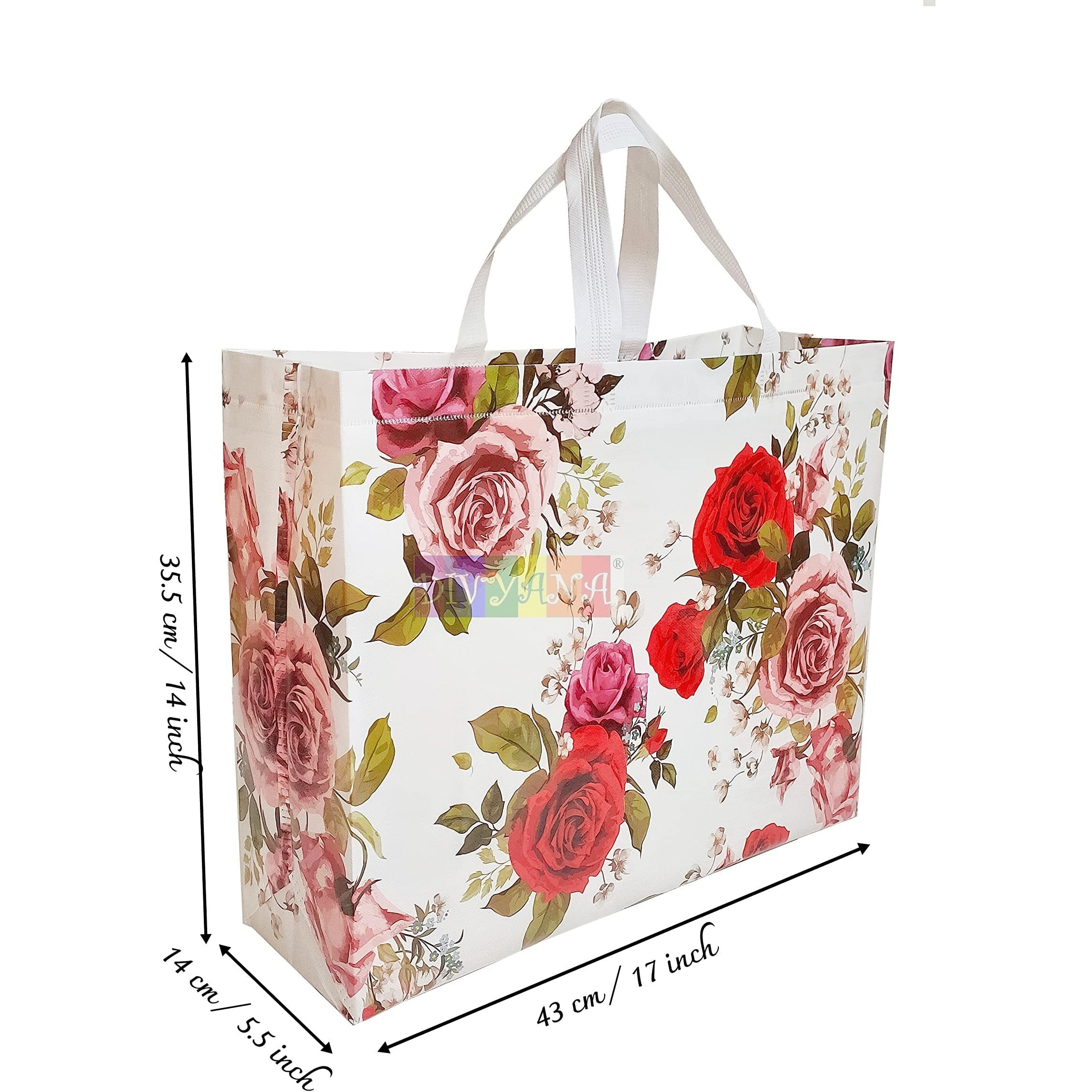 Divyana Unisex Pack Of 5 Large Size Party Favors Gift Bags I Shopping Bags (Large 17 X 14 X 5.5 Inch), Multicolor