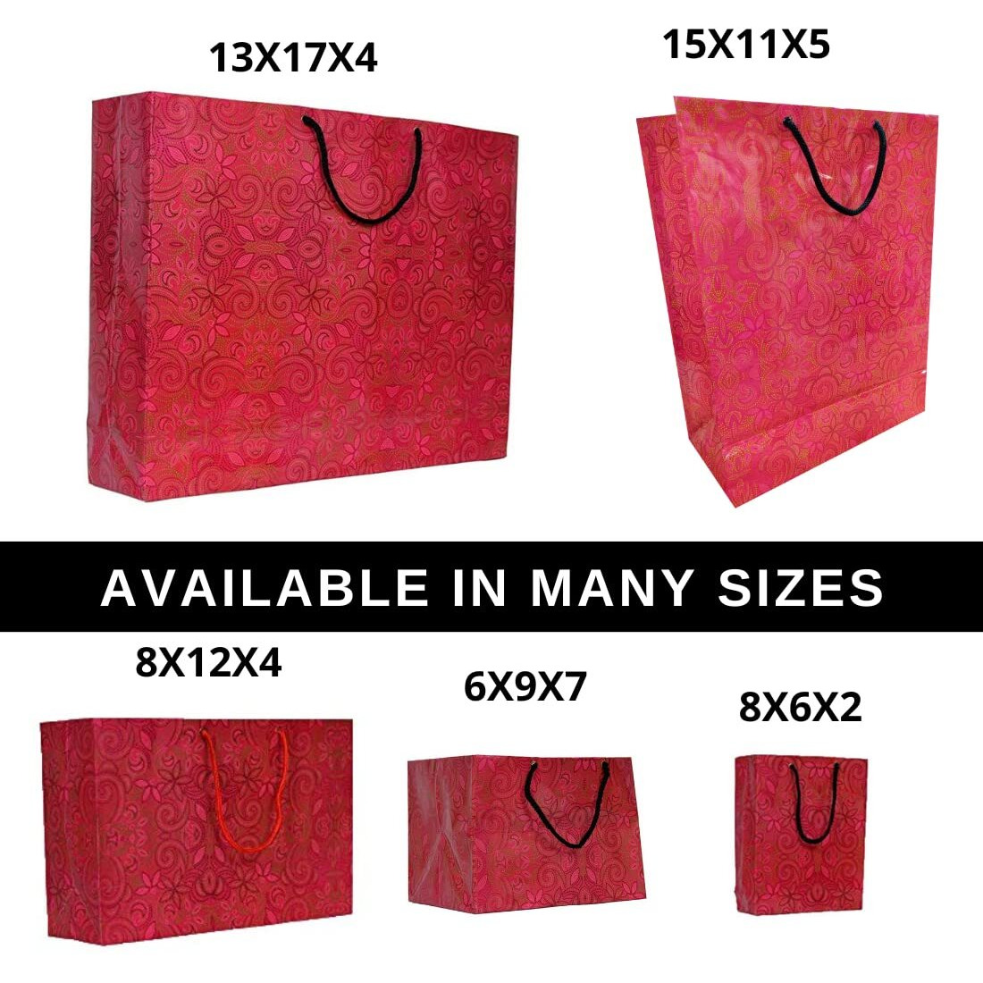 A&A Bags Paper Bag Laminated 13X17X 4-Inch With Floral Design (Multicolour) - Pack Of 10