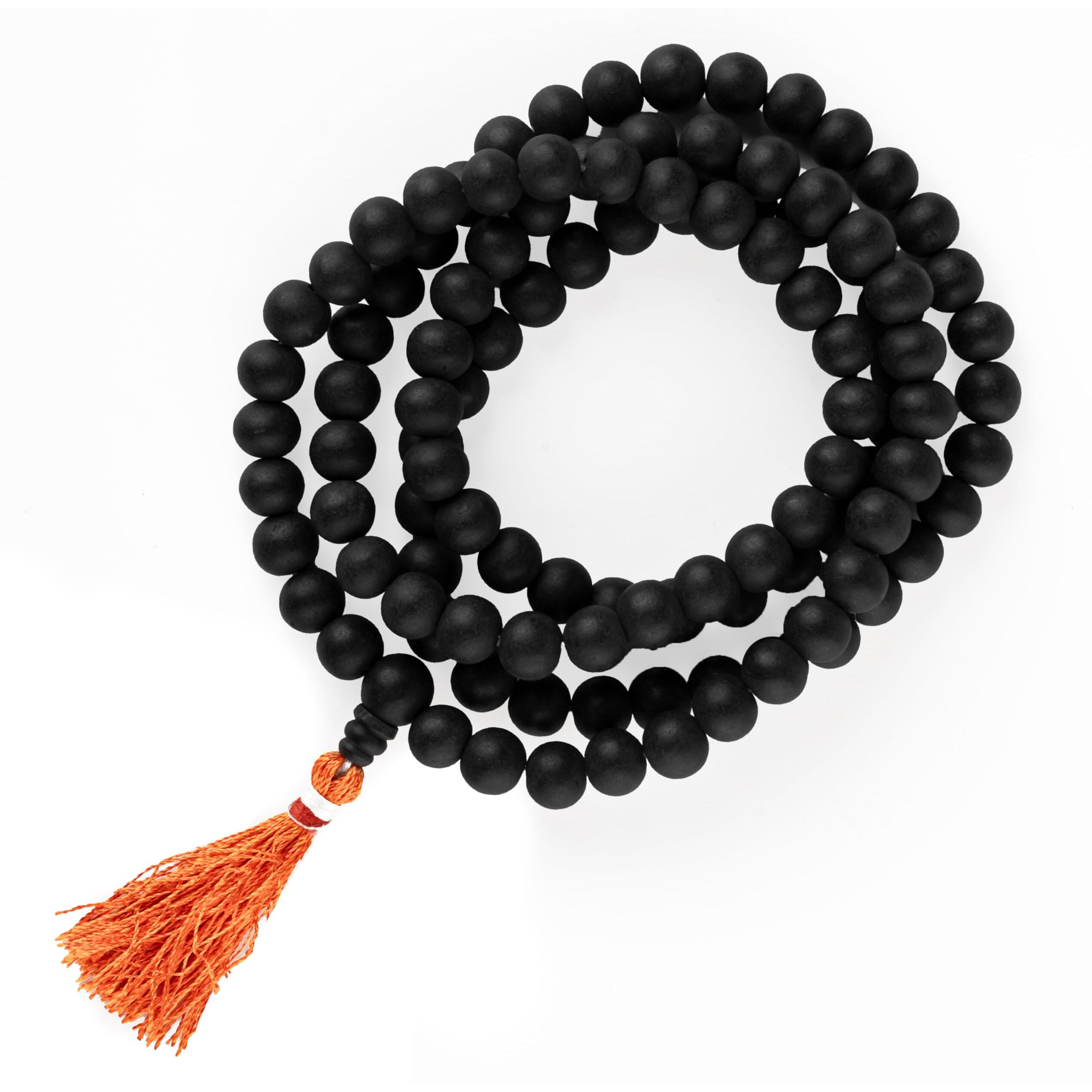 Wocra Karungali Malai 100% Natural Unpolished Karungali Malai 10Mm Original |108 Beads With Thread Tassel For Men And Women | Government Lab Certified Black Ebony Wood Malai |1 Piece