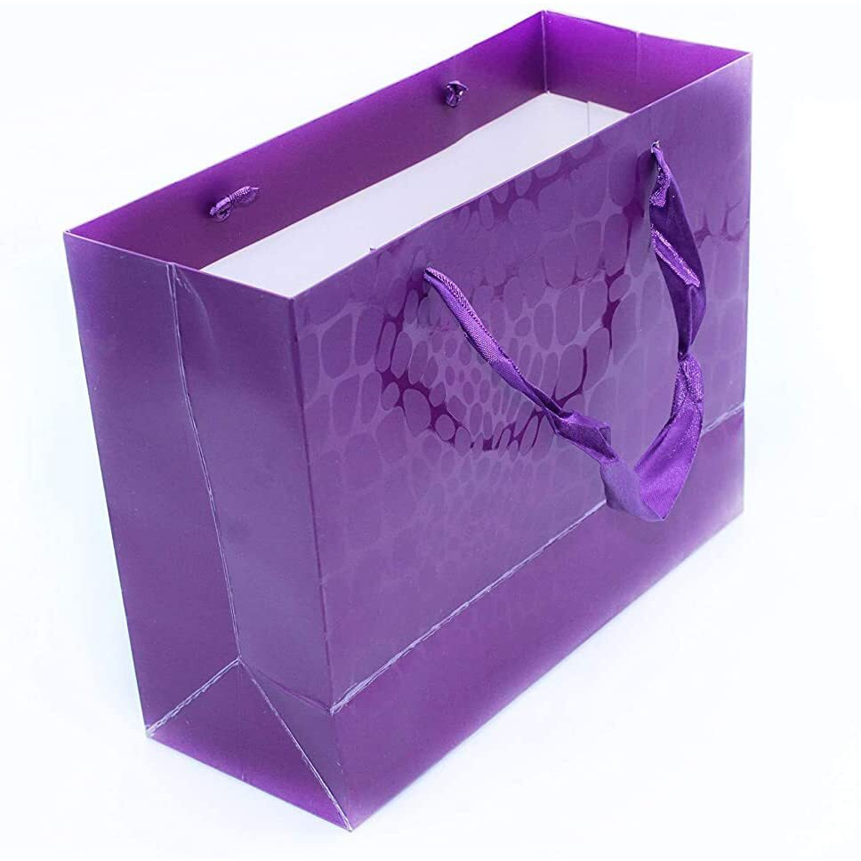 Ilife Gift Bags 24.5 * 9.5 * 19.5 Cm - 12 Pcs Paper Bags With Handles Bulk, Shopping Bags Retail Bags Paper Gift Bags (Purple)