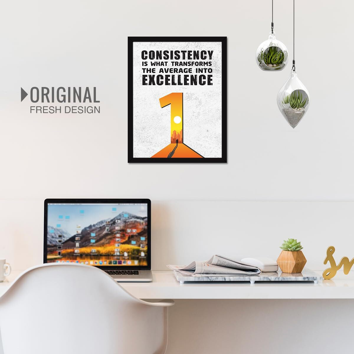 Chaka Chaundh - Consistency Is What Transforms The Average Into Excellence - (14 X 11 Inches) Student Inspirational Quotes Frame - Business, Office Quotes Motivational Quotes